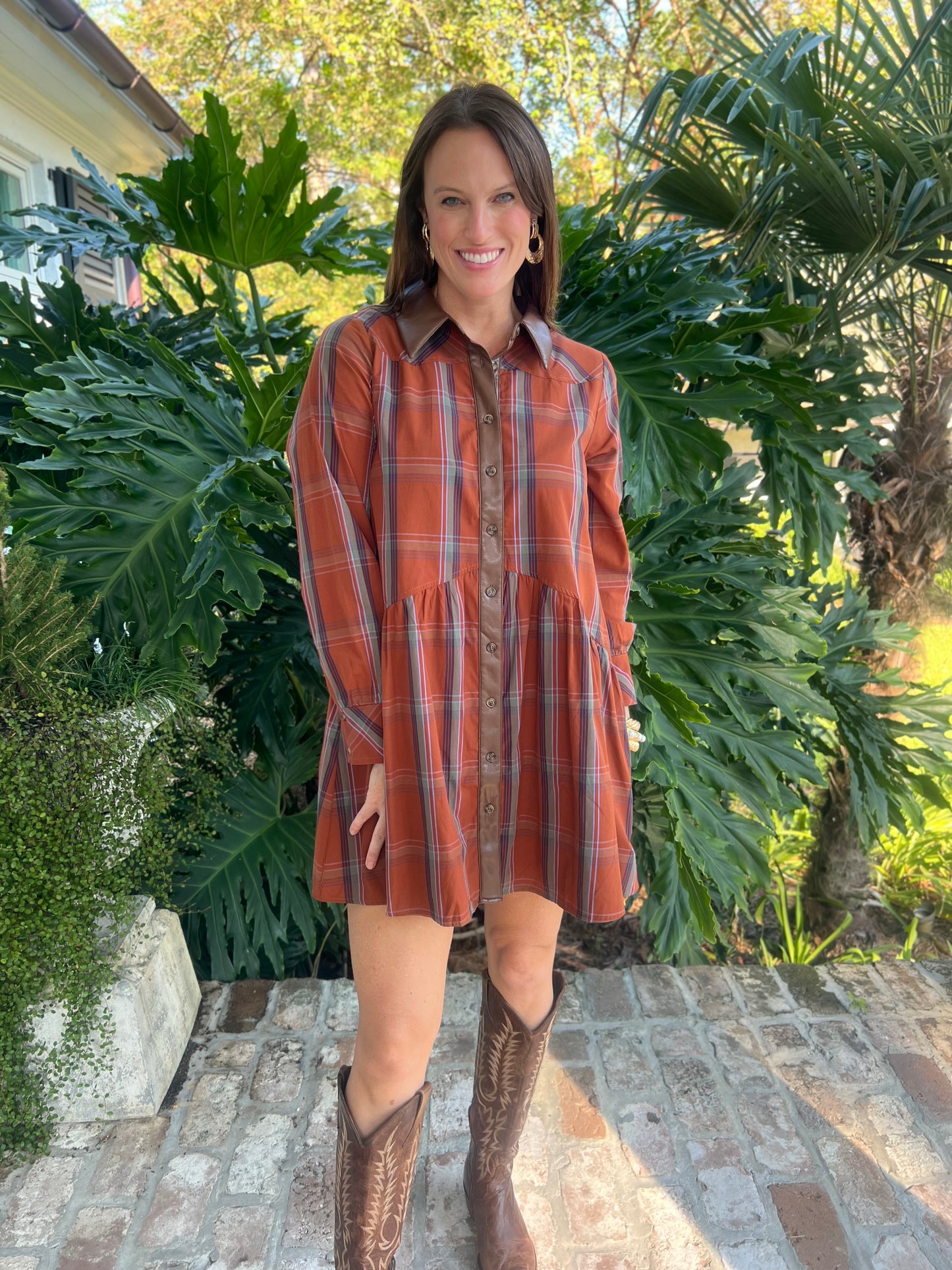 Roasting S'more's Plaid Button Up Dress