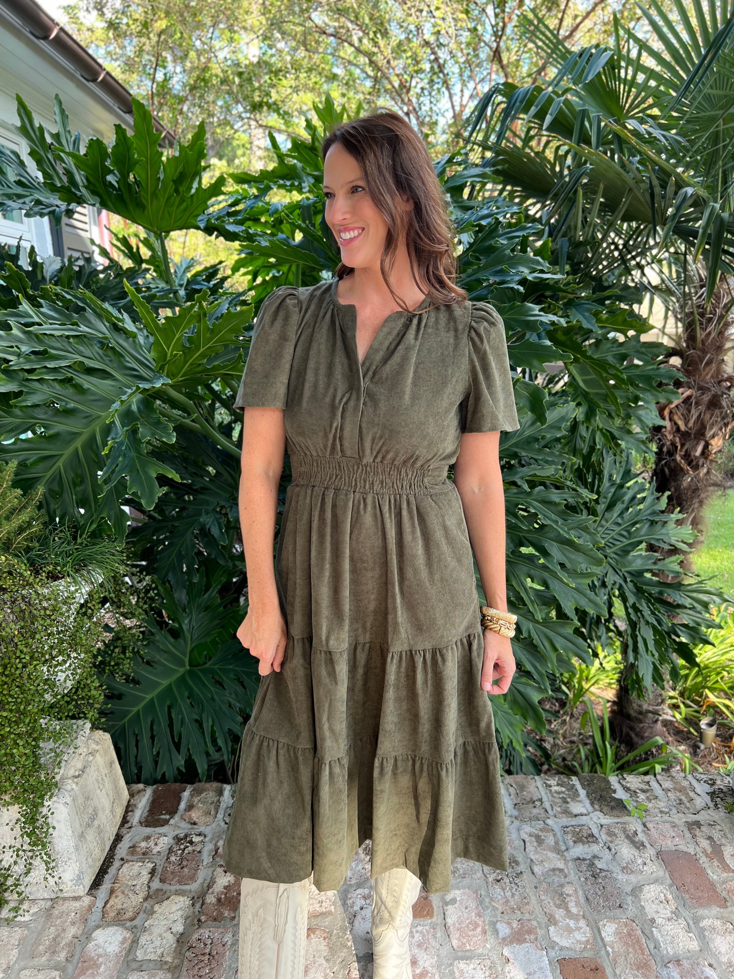 Before Sundown Sage Midi Dress