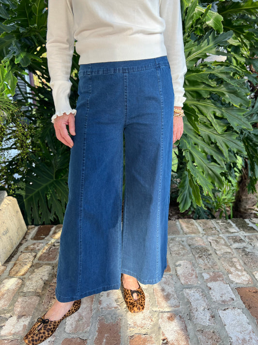 Janet Wide Leg Dark Denim Bottoms