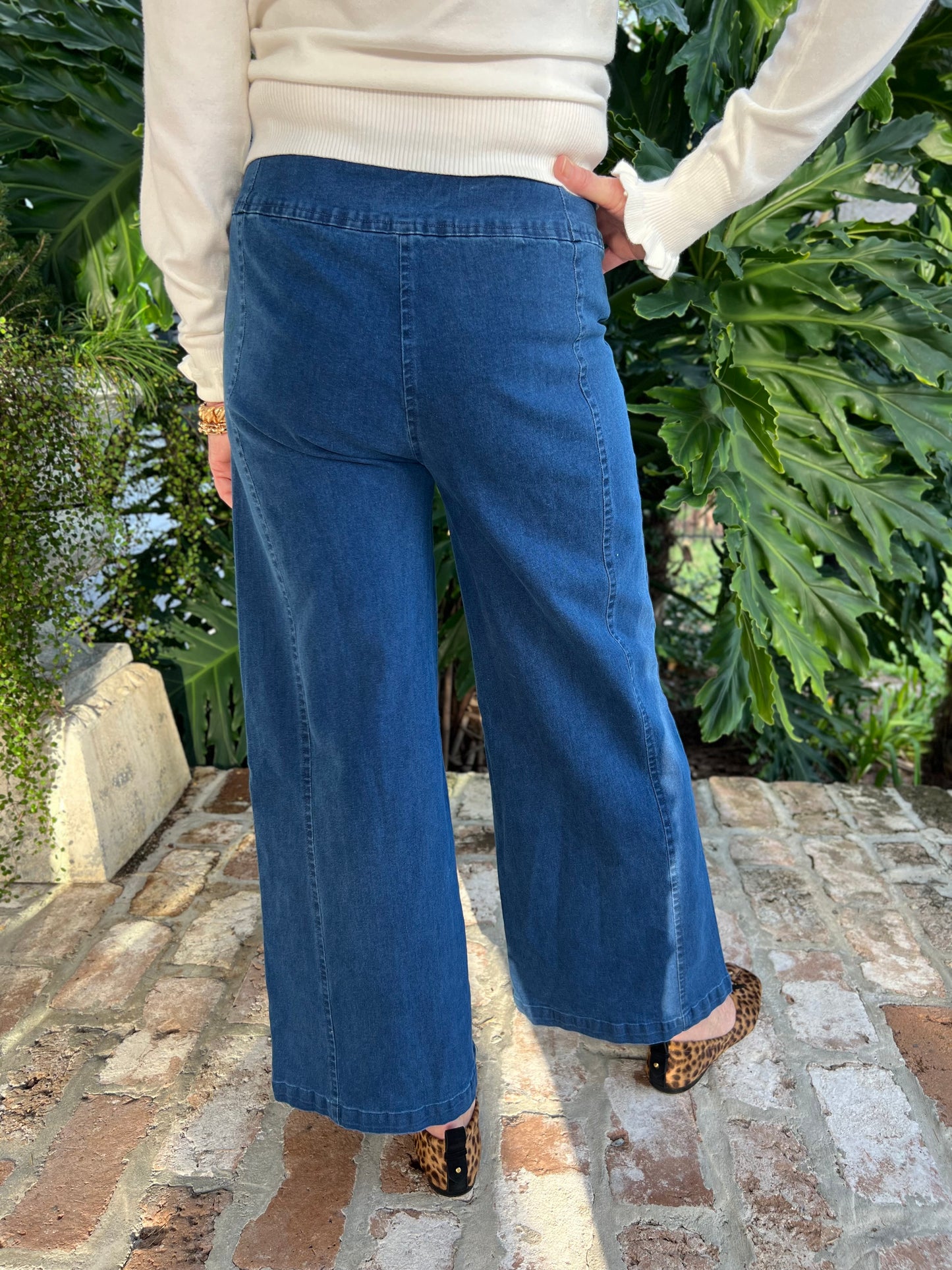 Janet Wide Leg Dark Denim Bottoms