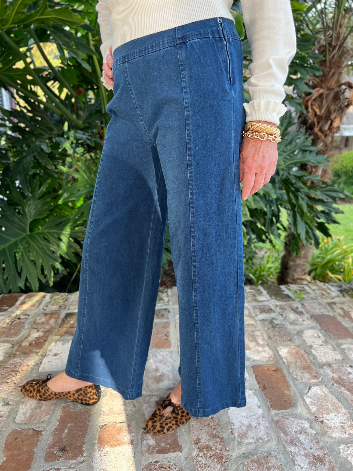 Janet Wide Leg Dark Denim Bottoms