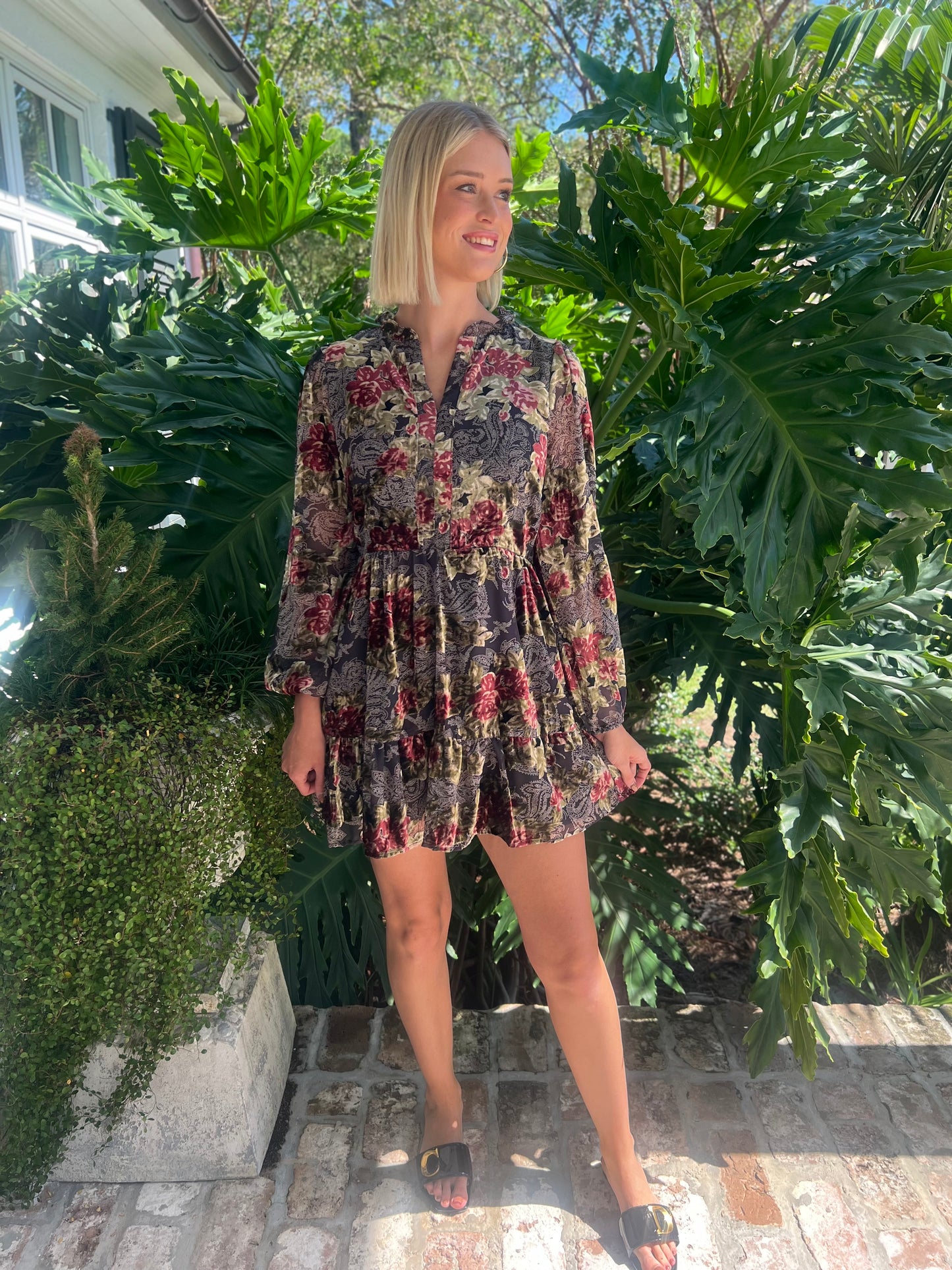 Burnout Floral Mini Dress