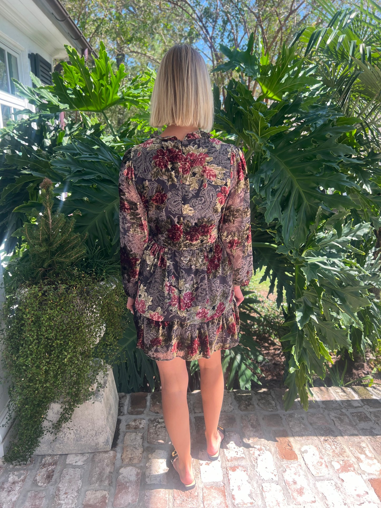 Burnout Floral Mini Dress