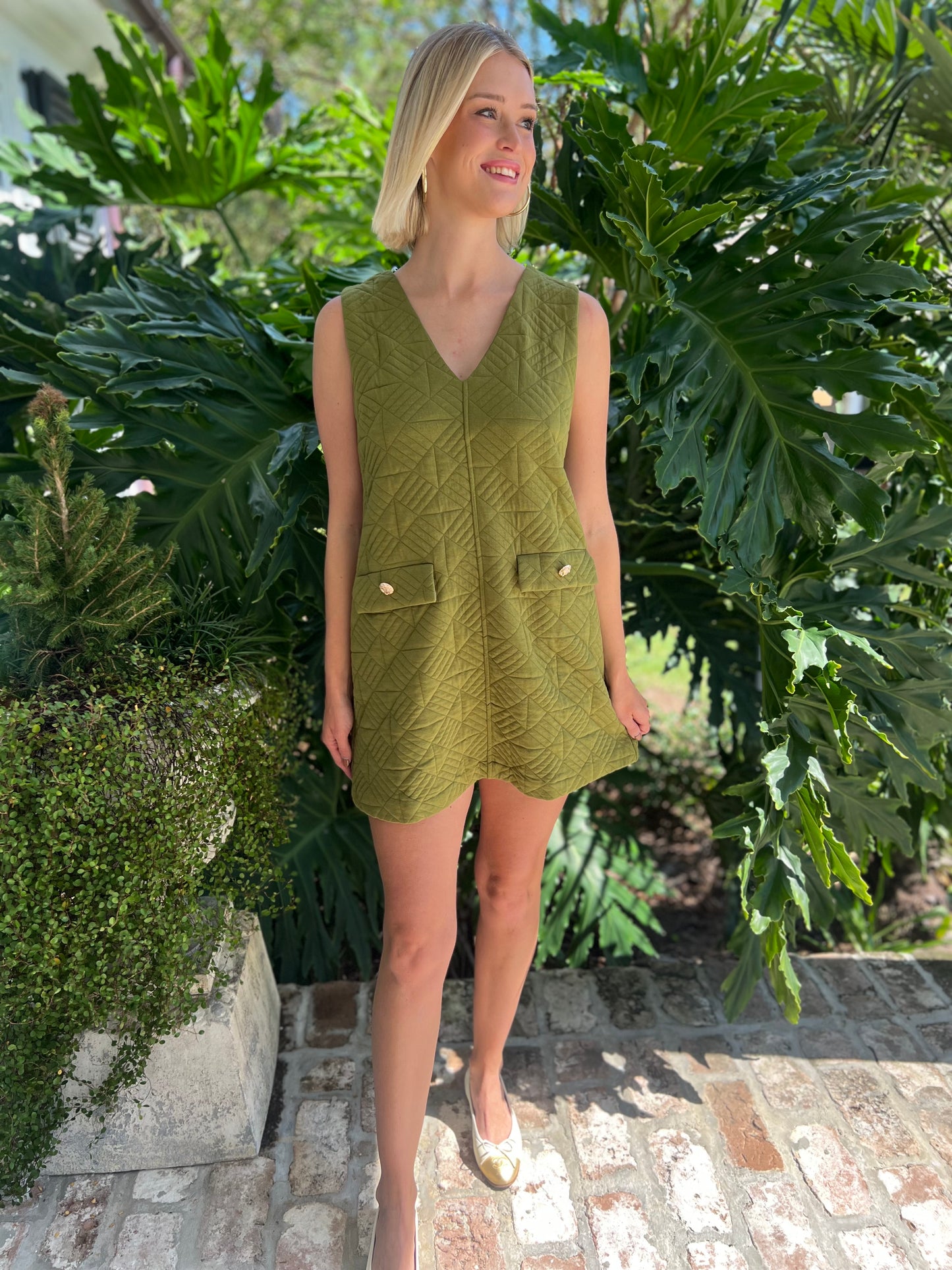 Ready for Takeoff Olive Textured Dress