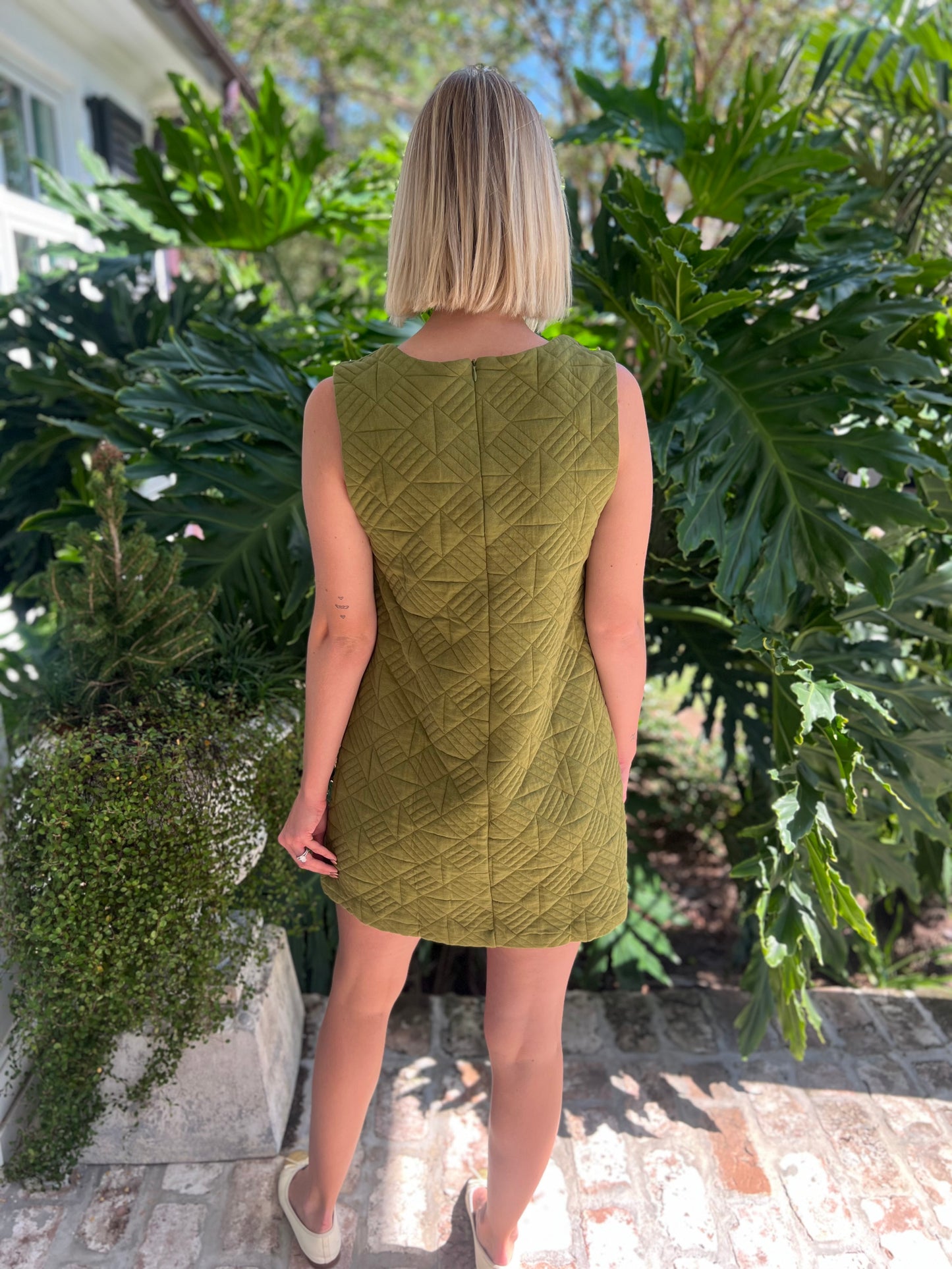 Ready for Takeoff Olive Textured Dress