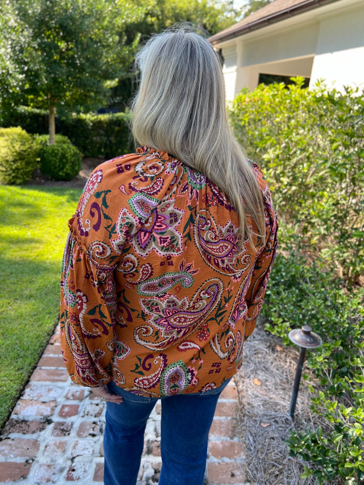 Miss Paisley Print Peasant Blouse