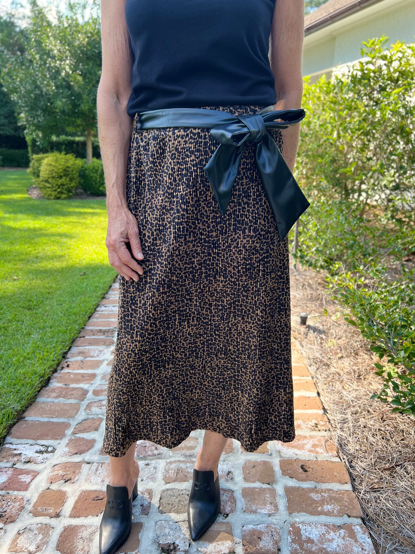 Hello Fall Leopard Print Midi Skirt