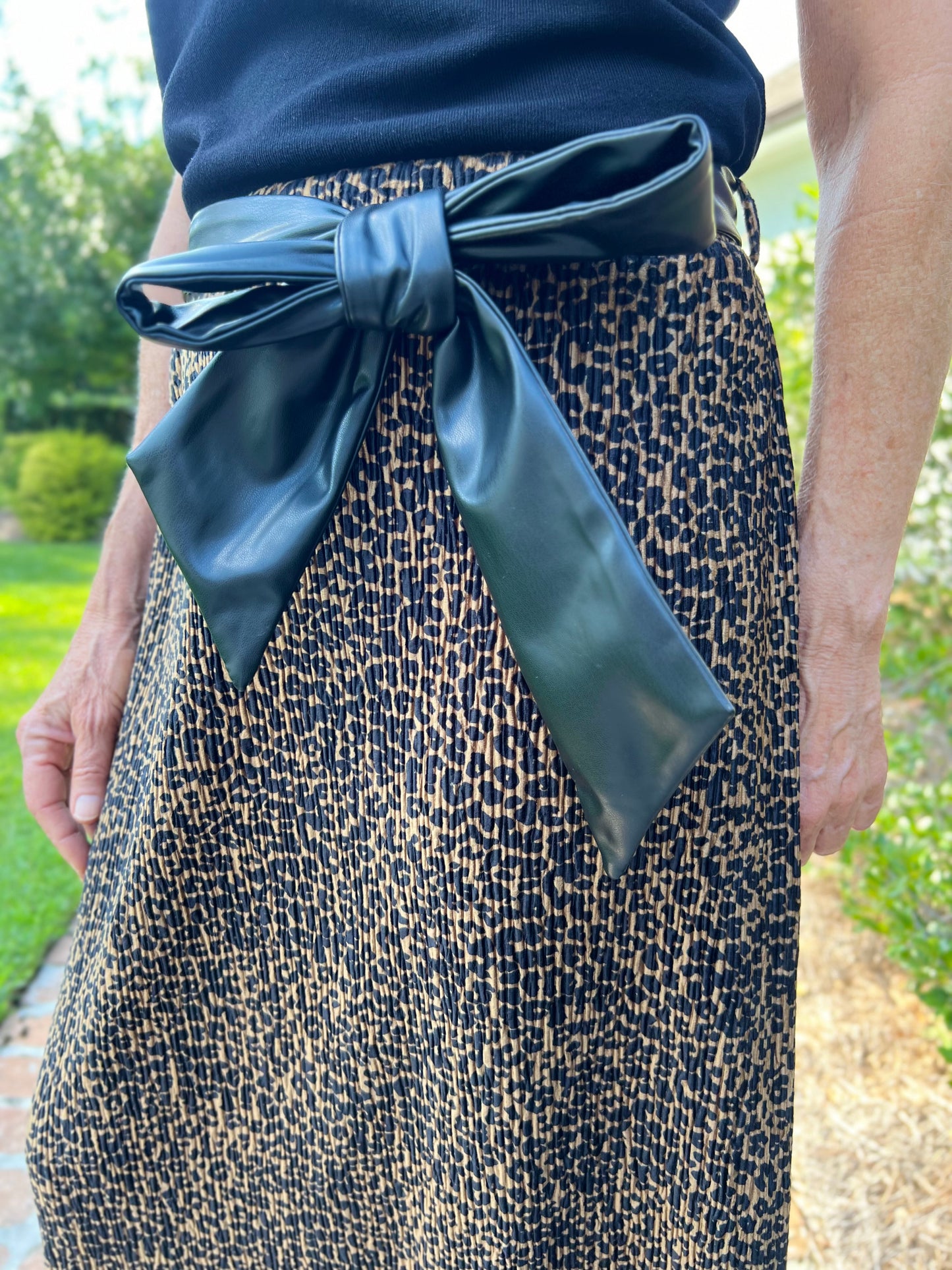 Hello Fall Leopard Print Midi Skirt