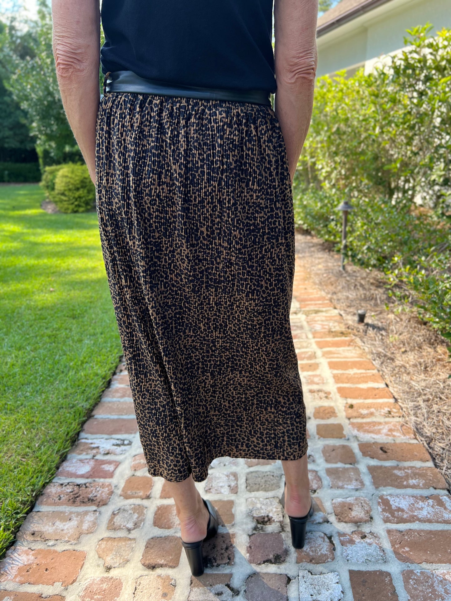 Hello Fall Leopard Print Midi Skirt