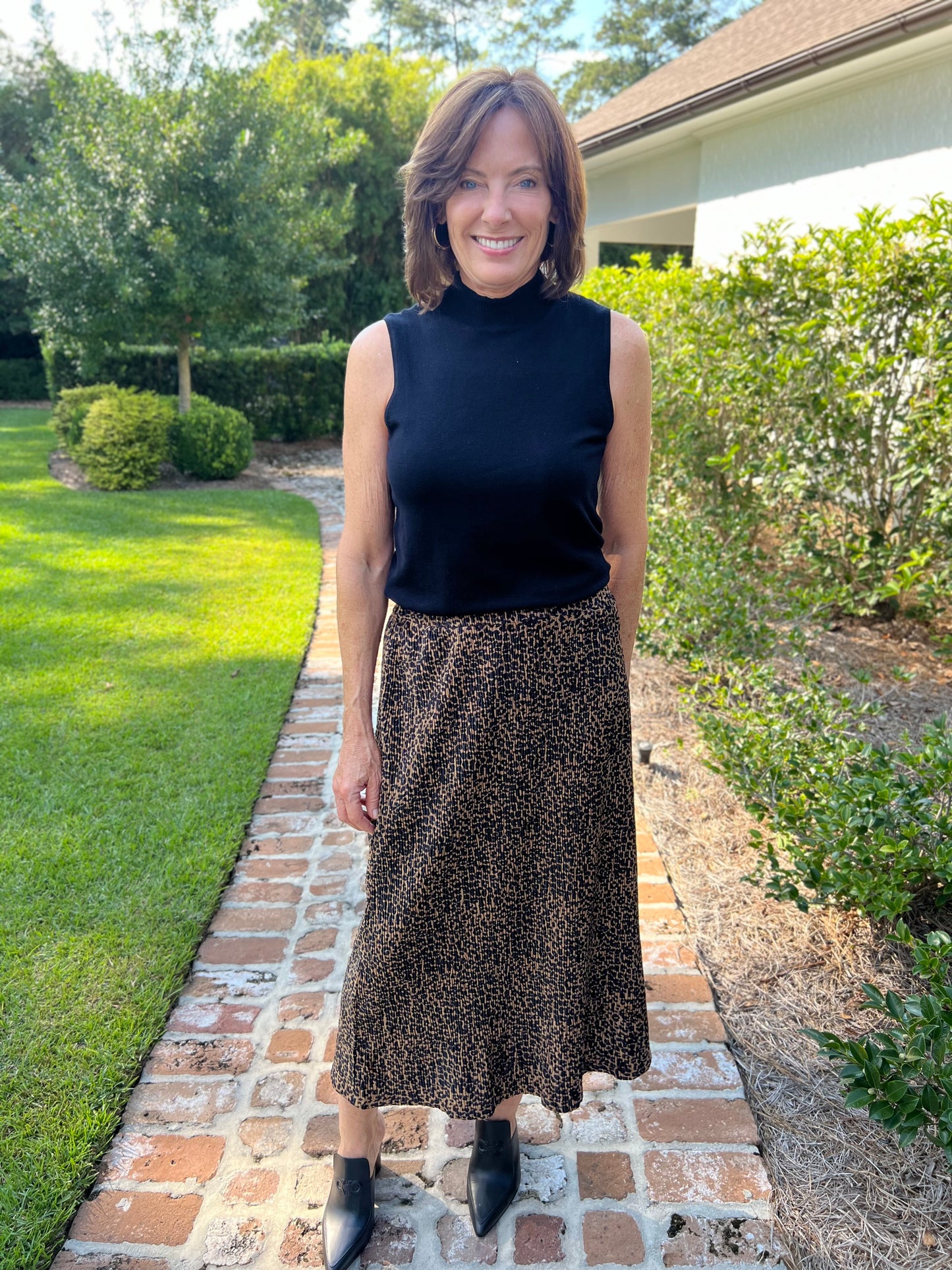 Hello Fall Leopard Print Midi Skirt