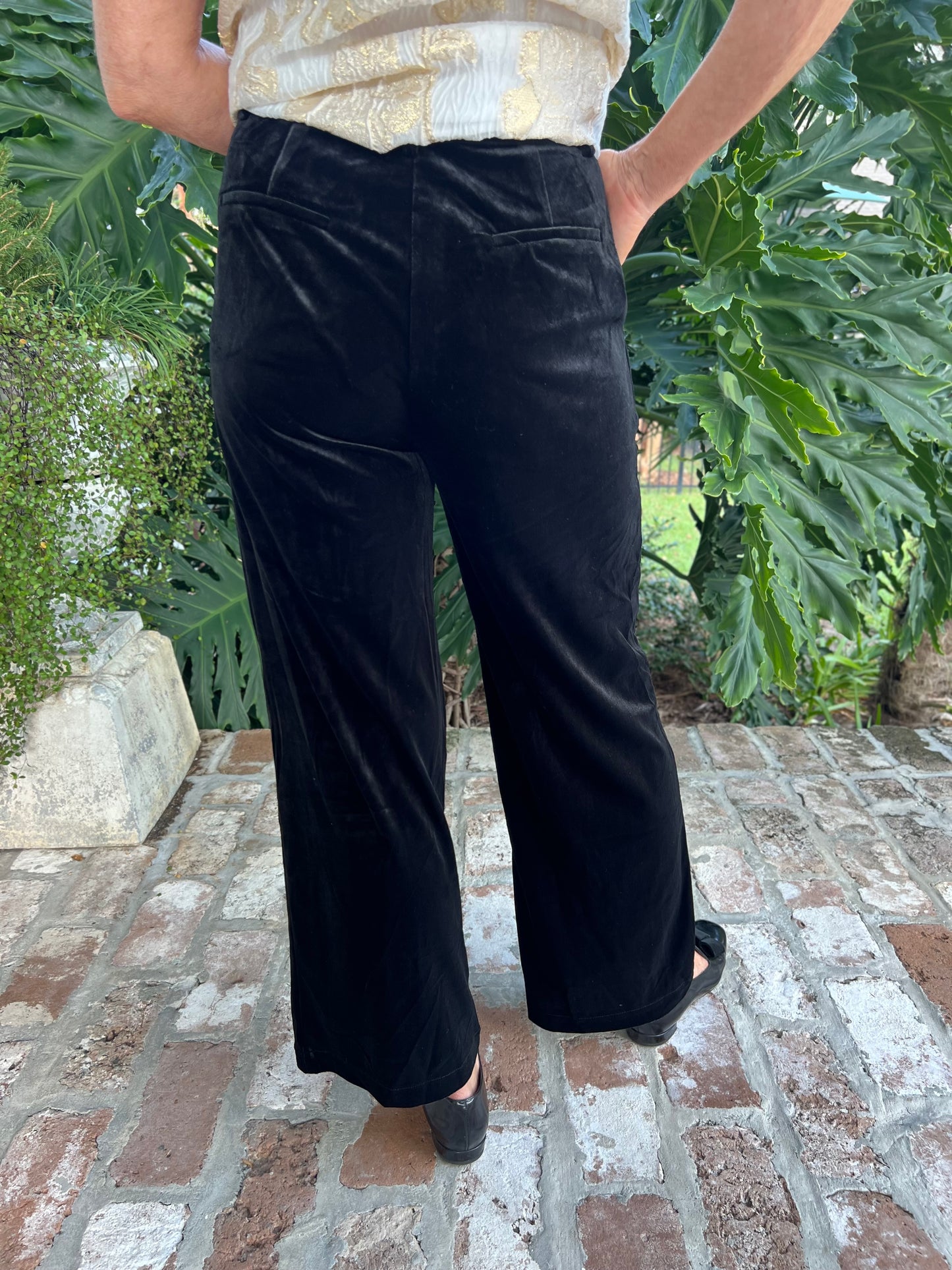 Calling It Black Velvet High Waisted Pant