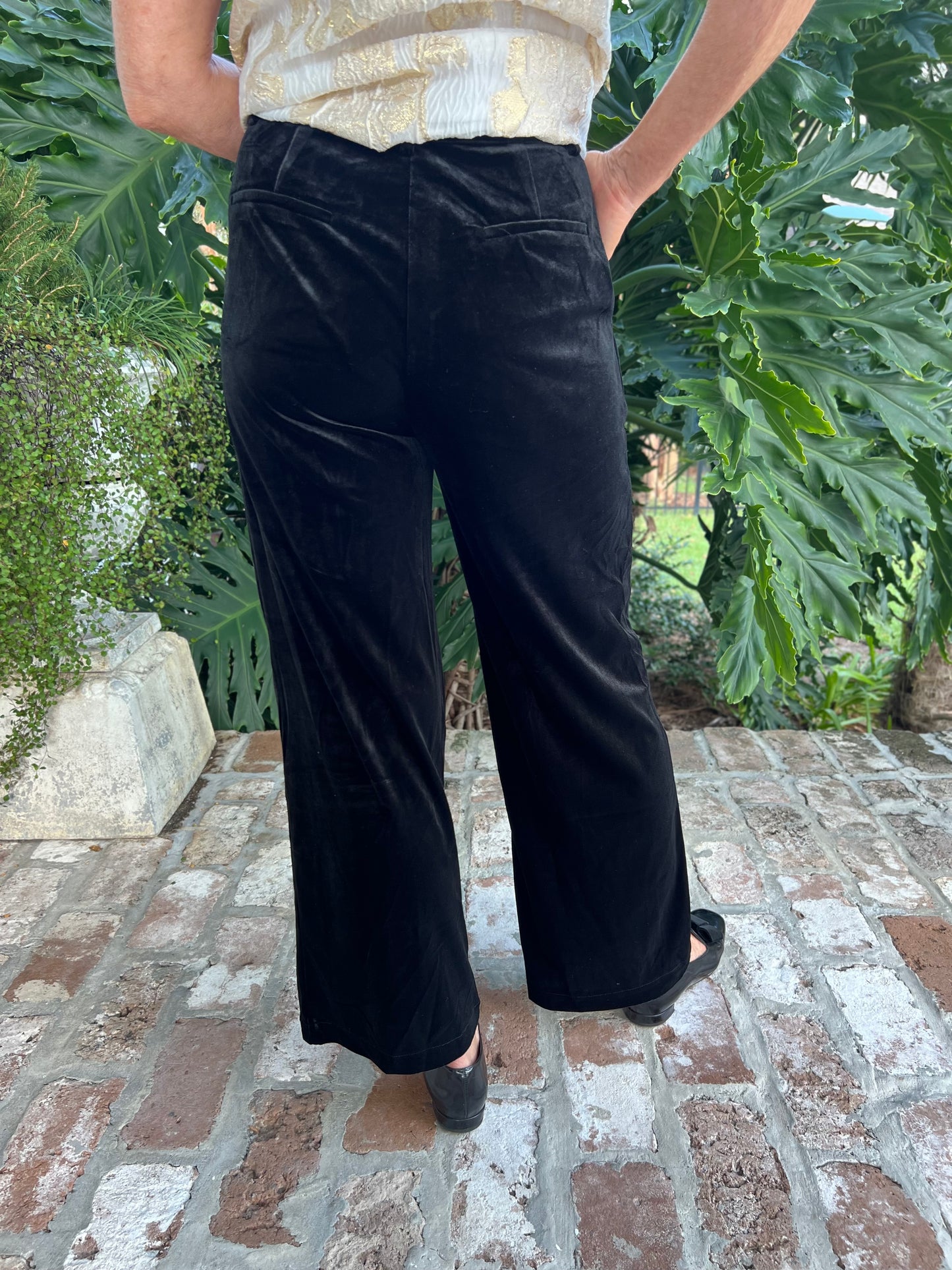 Calling It Black Velvet High Waisted Pant