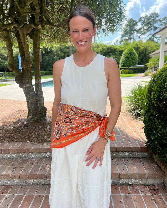 Lottie Paisley Print Scarf Orange
