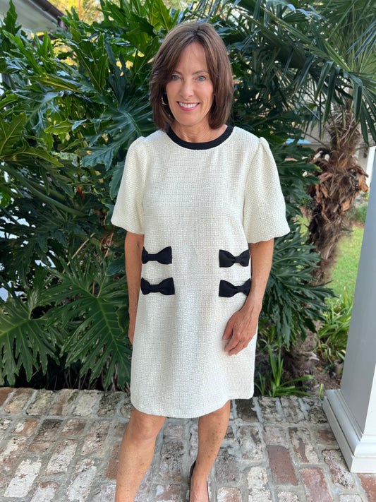 Always Chic Ivory Tweed Dress