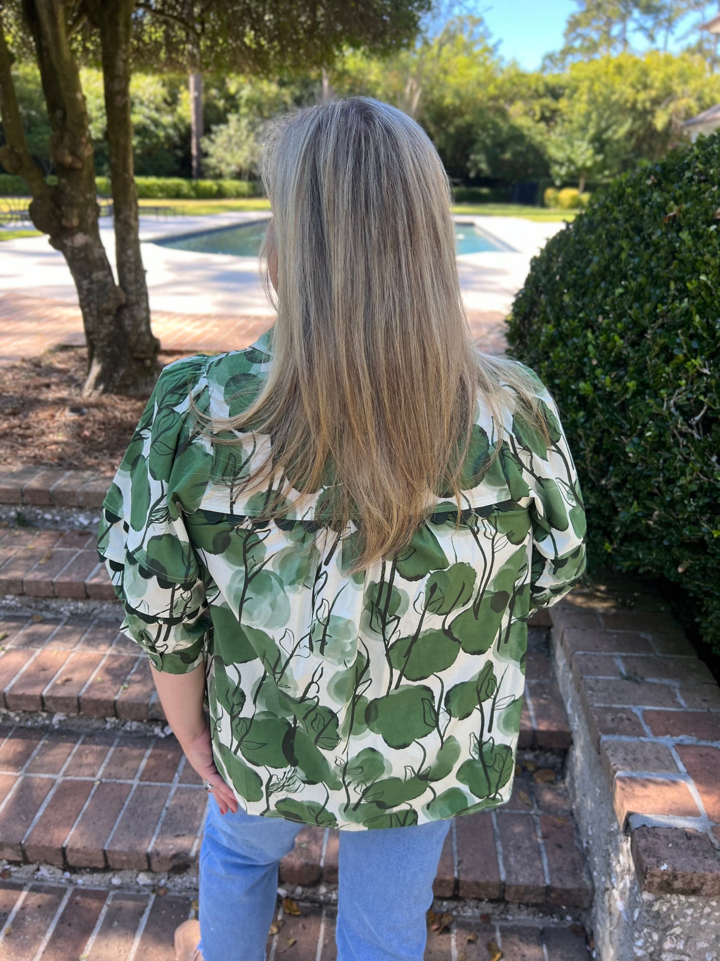 The Views Pine Puff Sleeve Top