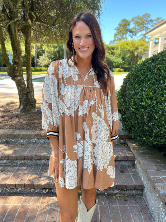 Fall Daze Camel Pullover Mini Dress