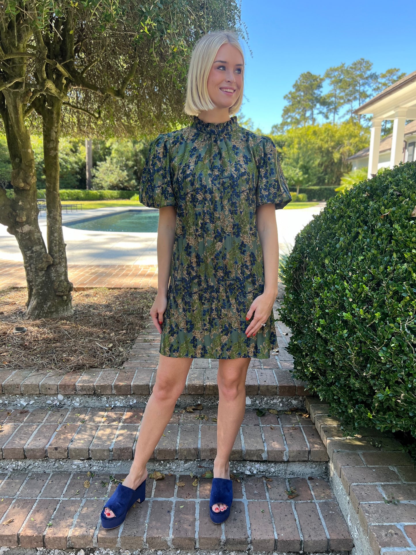 Stayed Late Olive Floral Dress