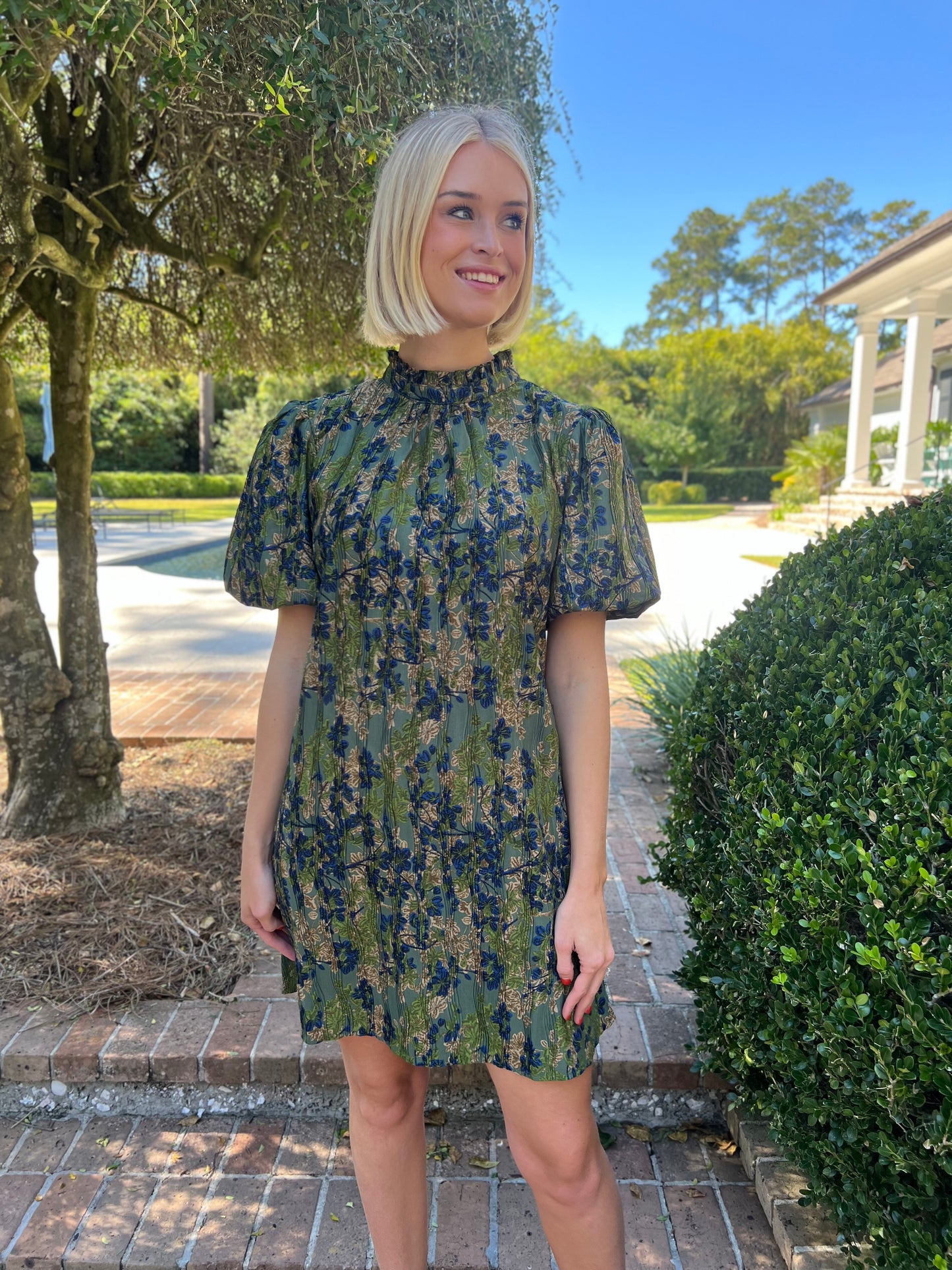 Stayed Late Olive Floral Dress