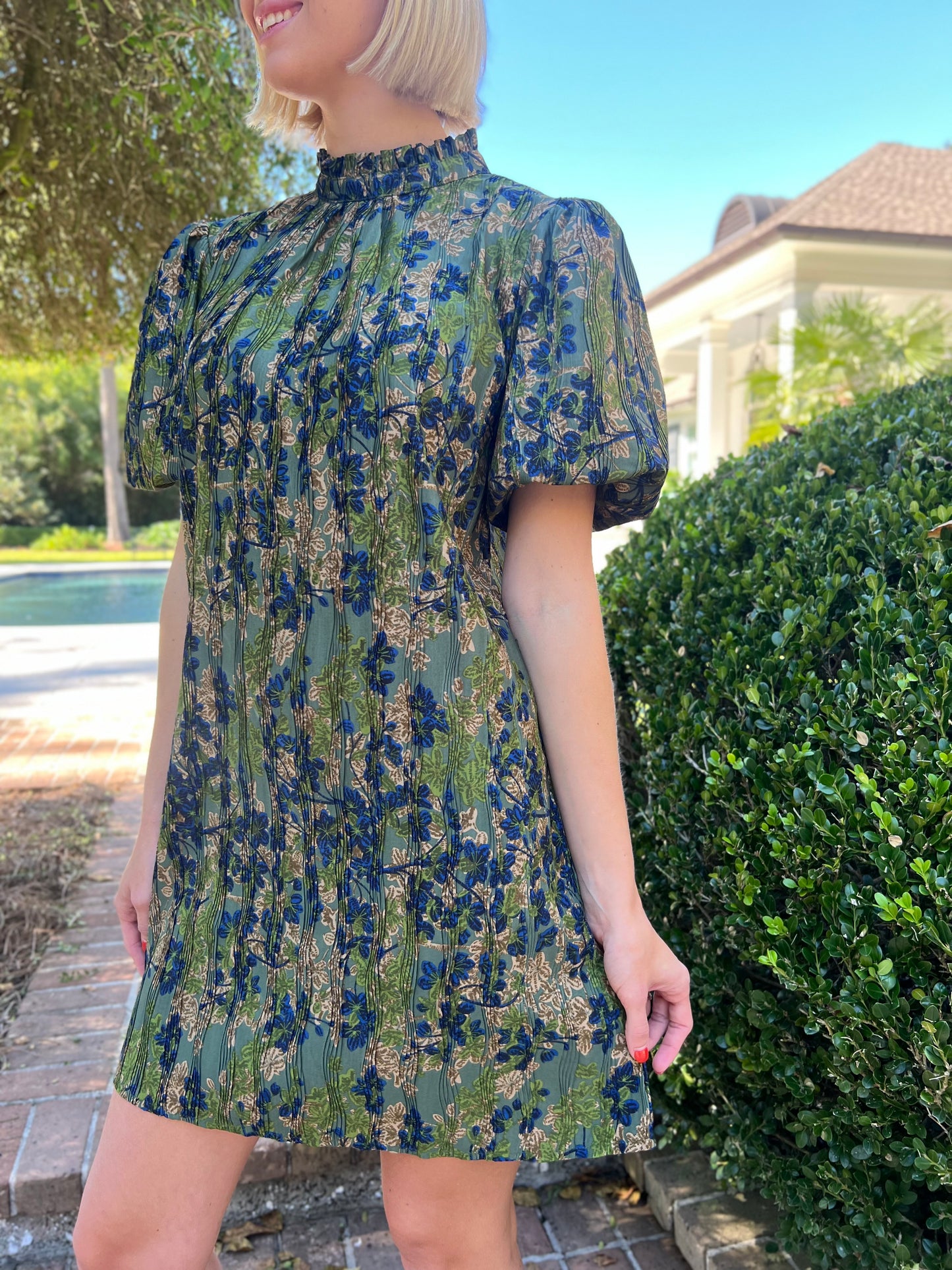 Stayed Late Olive Floral Dress