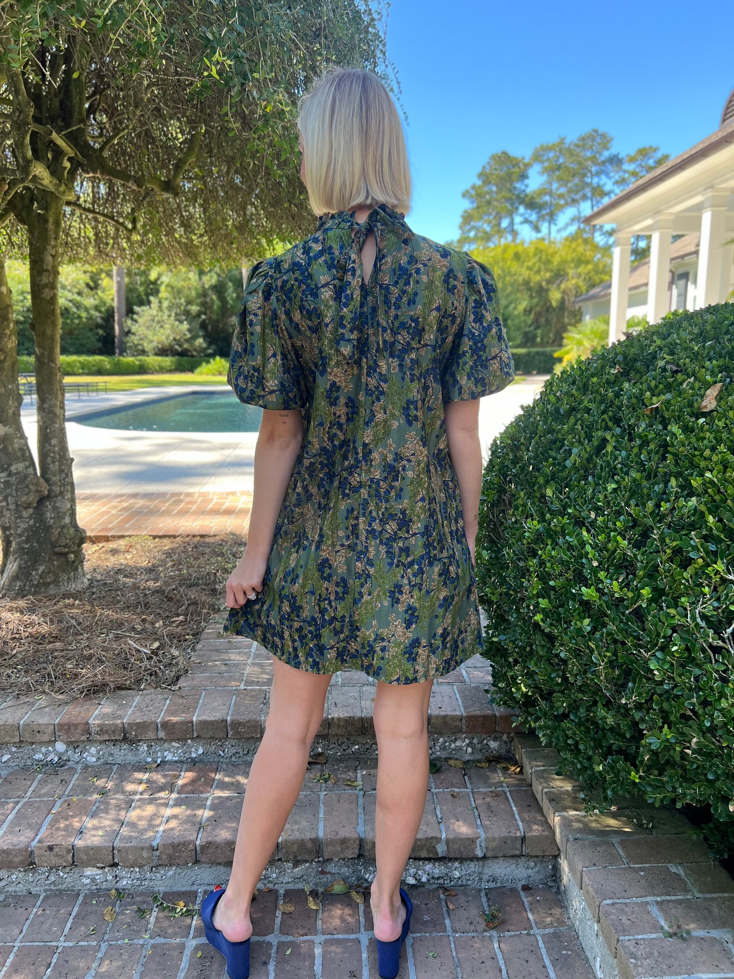 Stayed Late Olive Floral Dress