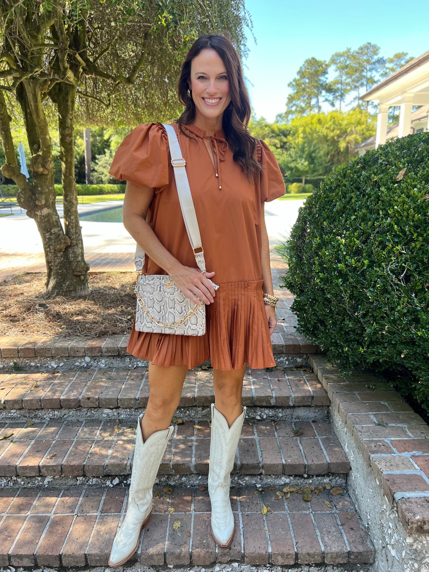 Preppy Caramel Poplin Dress