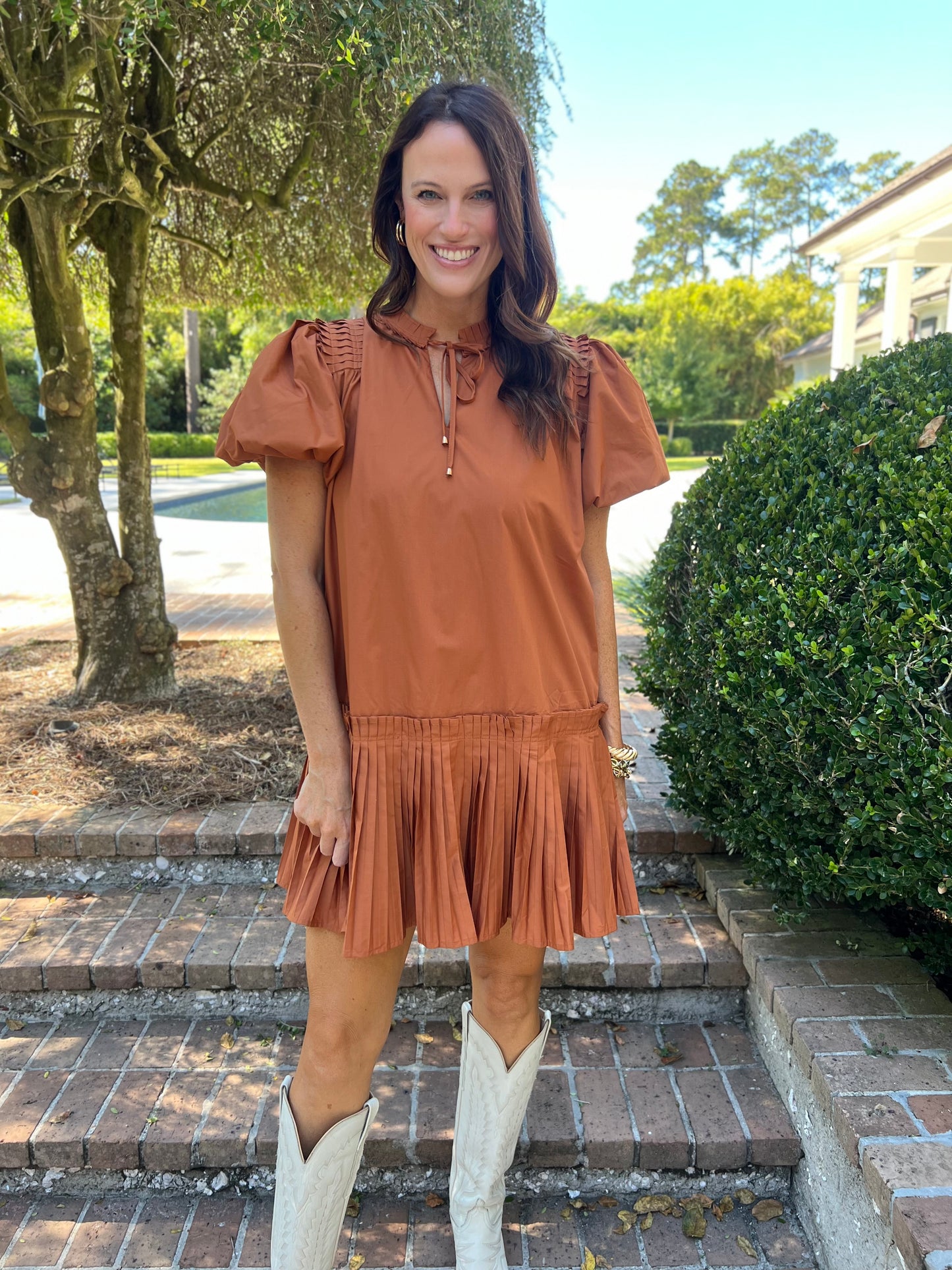 Preppy Caramel Poplin Dress