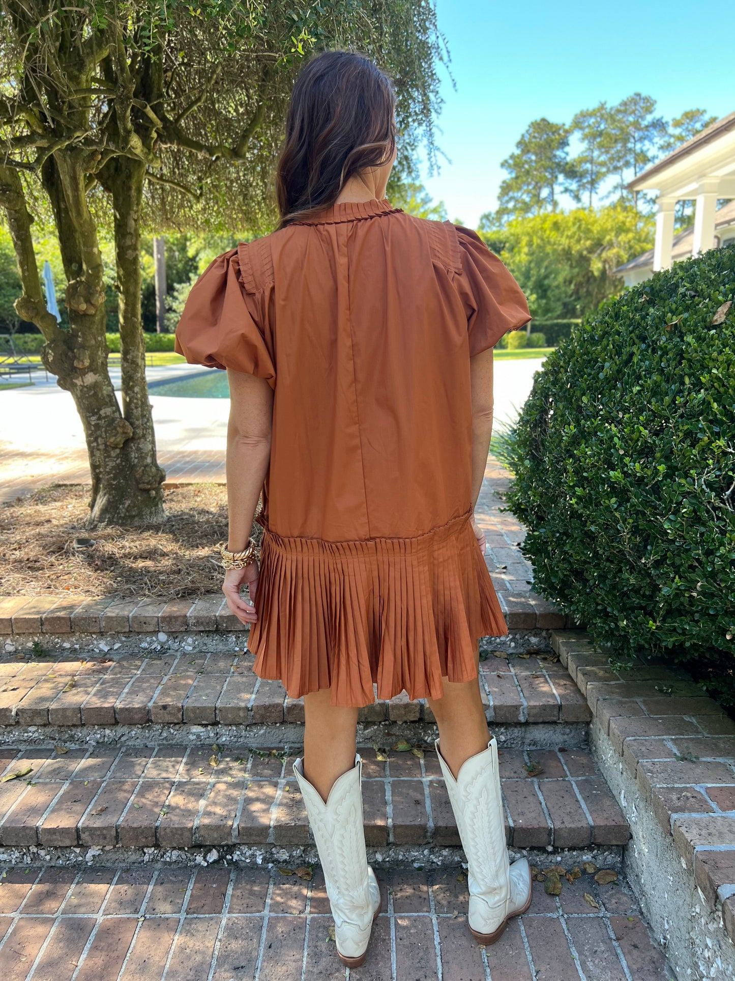 Preppy Caramel Poplin Dress