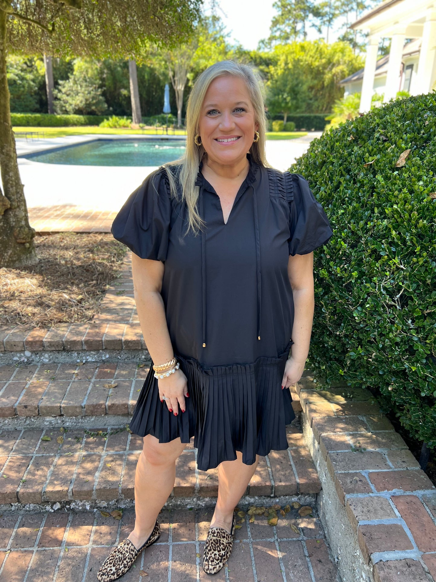 Preppy Black Poplin Dress