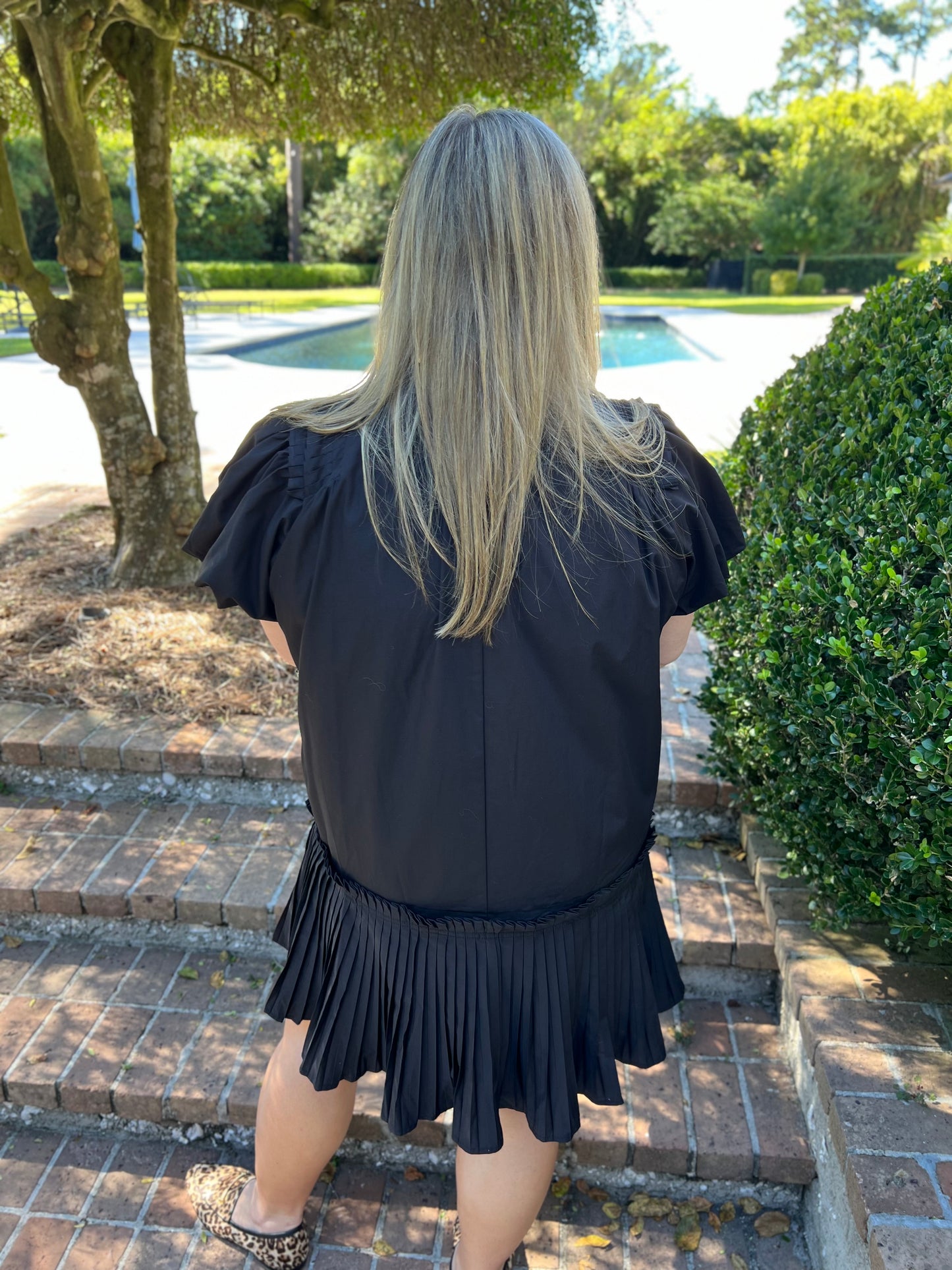 Preppy Black Poplin Dress