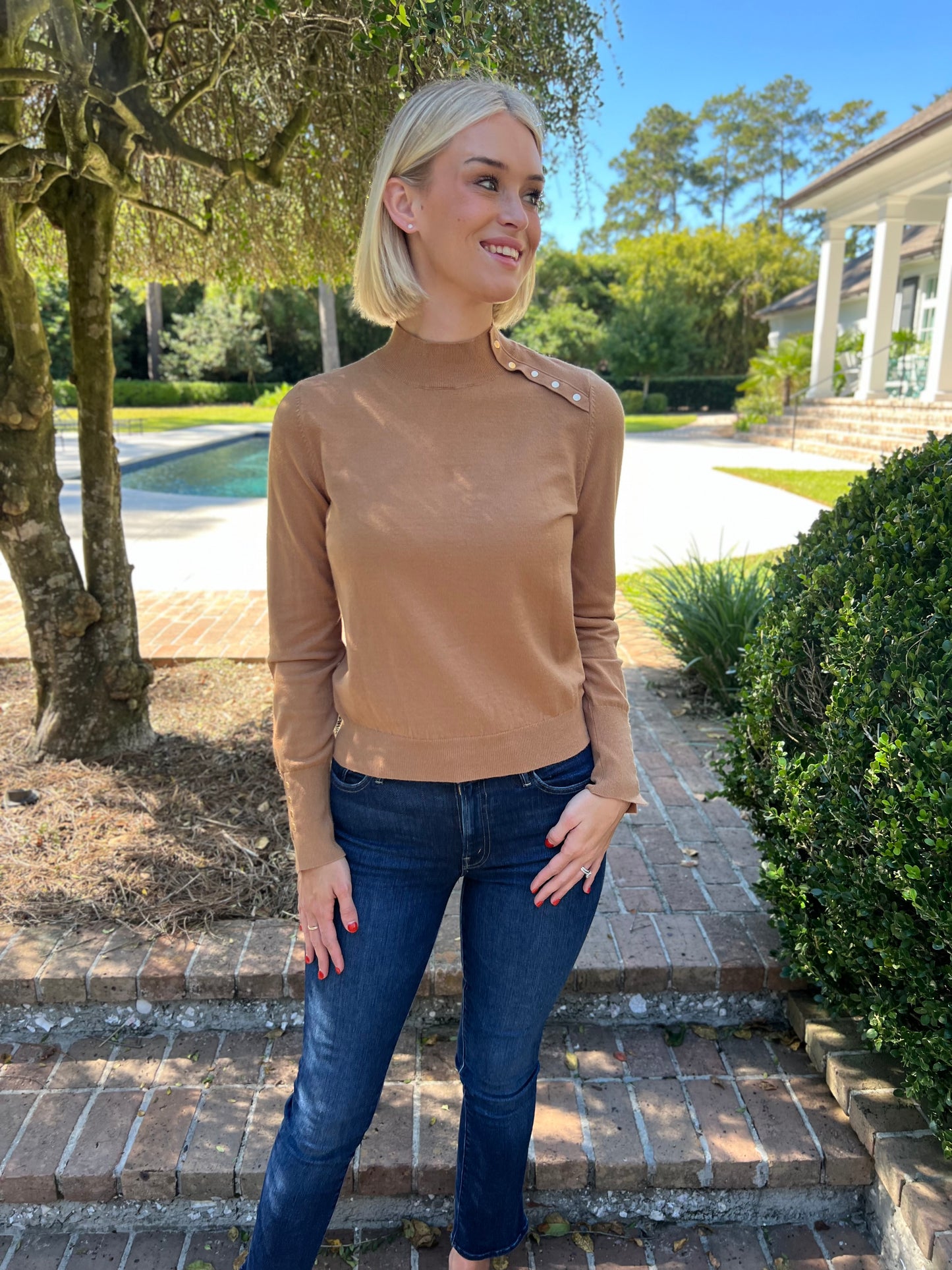 Highlands Camel Mock Neck Sweater