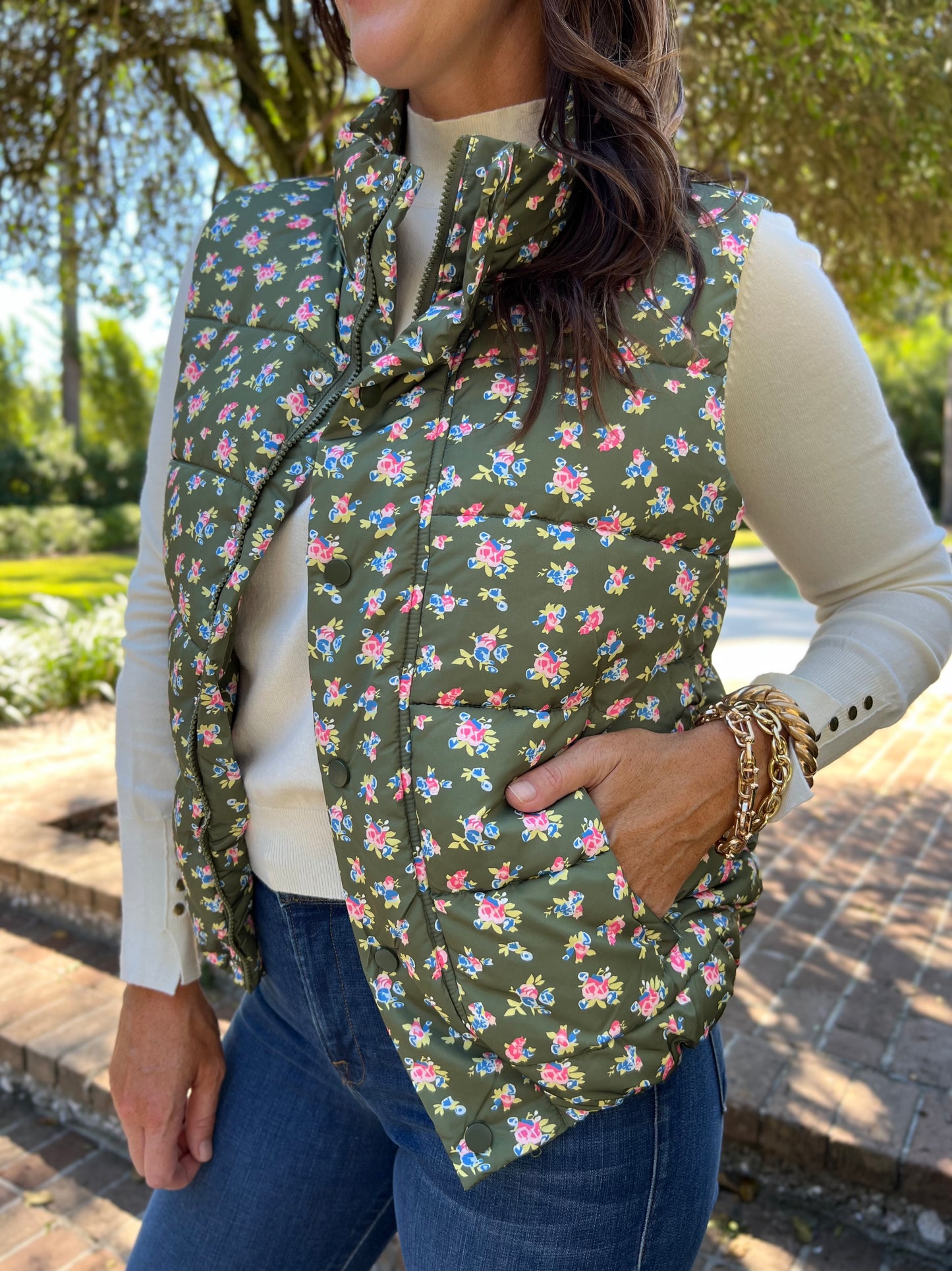 Jamie Floral Print Puffer Vest