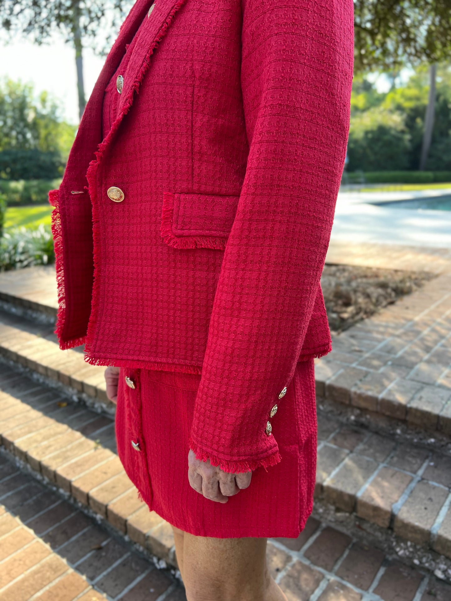 Loved Endlessly Red Tweed Jacket