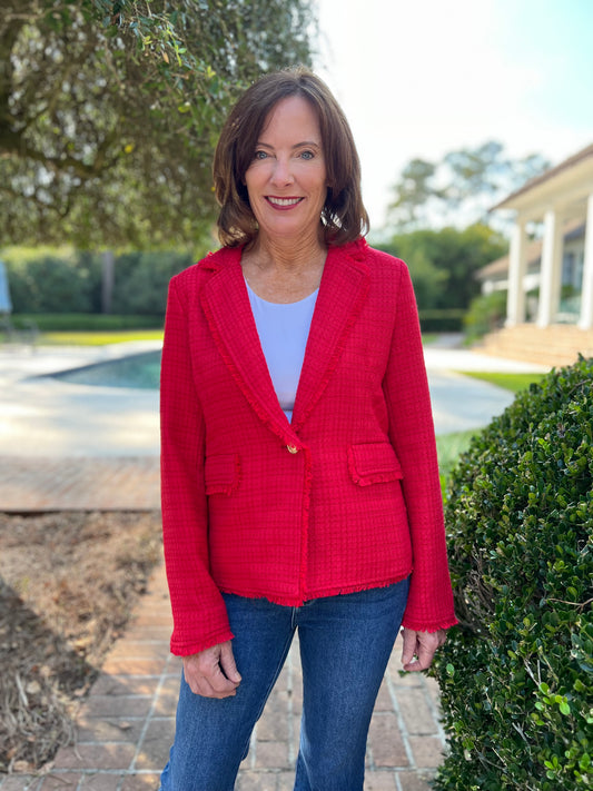 Loved Endlessly Red Tweed Jacket