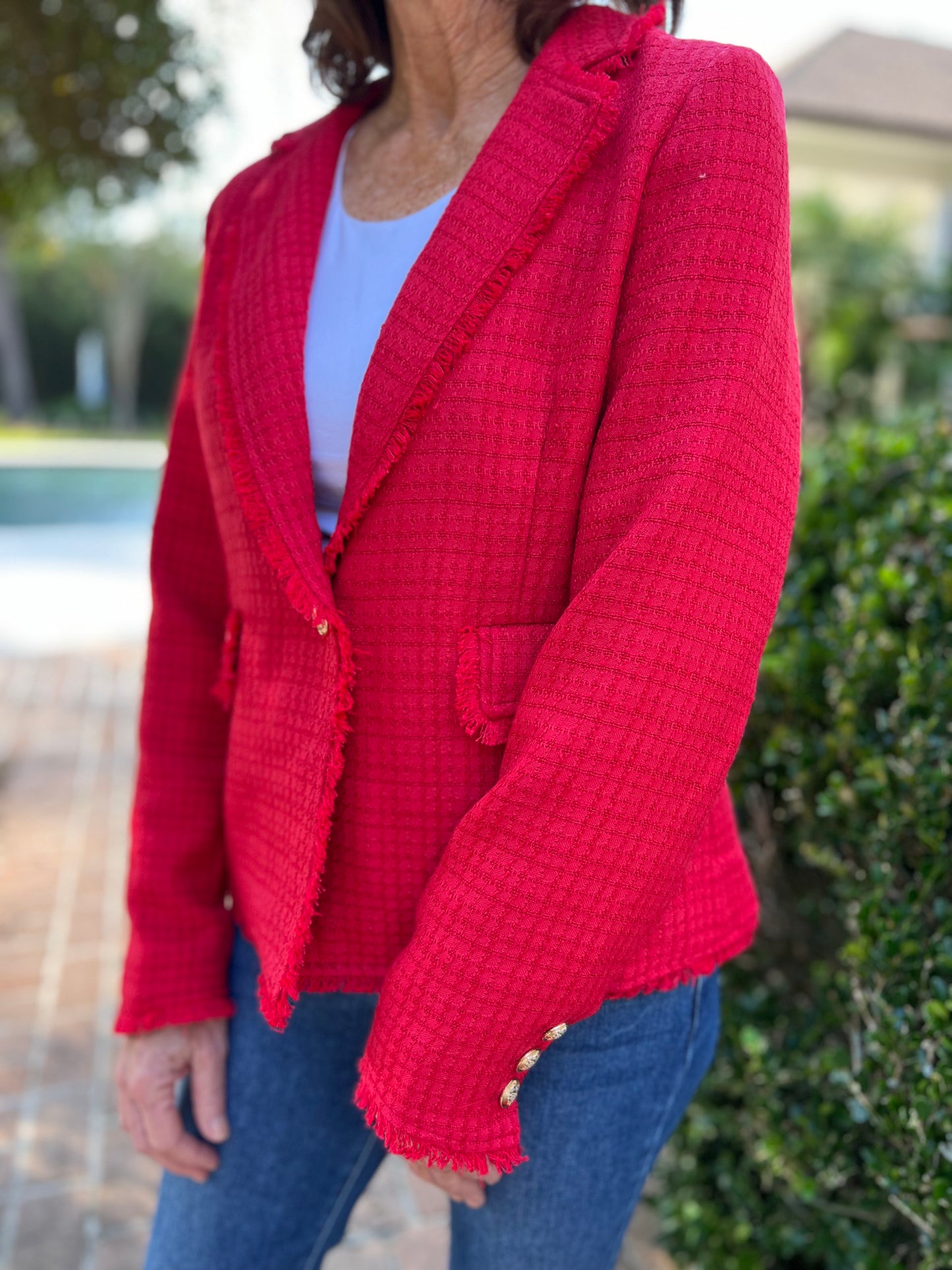 Loved Endlessly Red Tweed Jacket