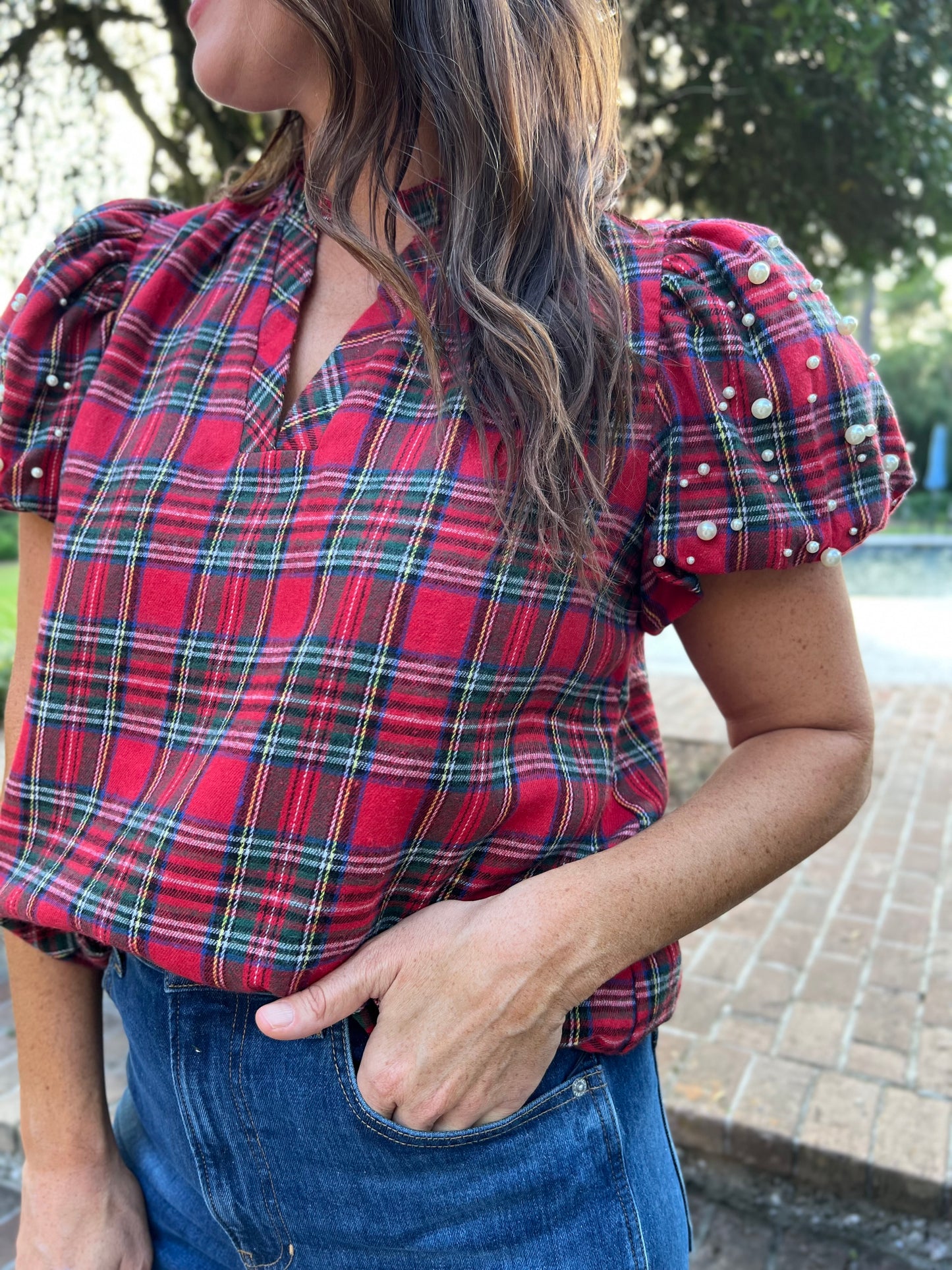 Feeling Fine Tartan Plaid Top