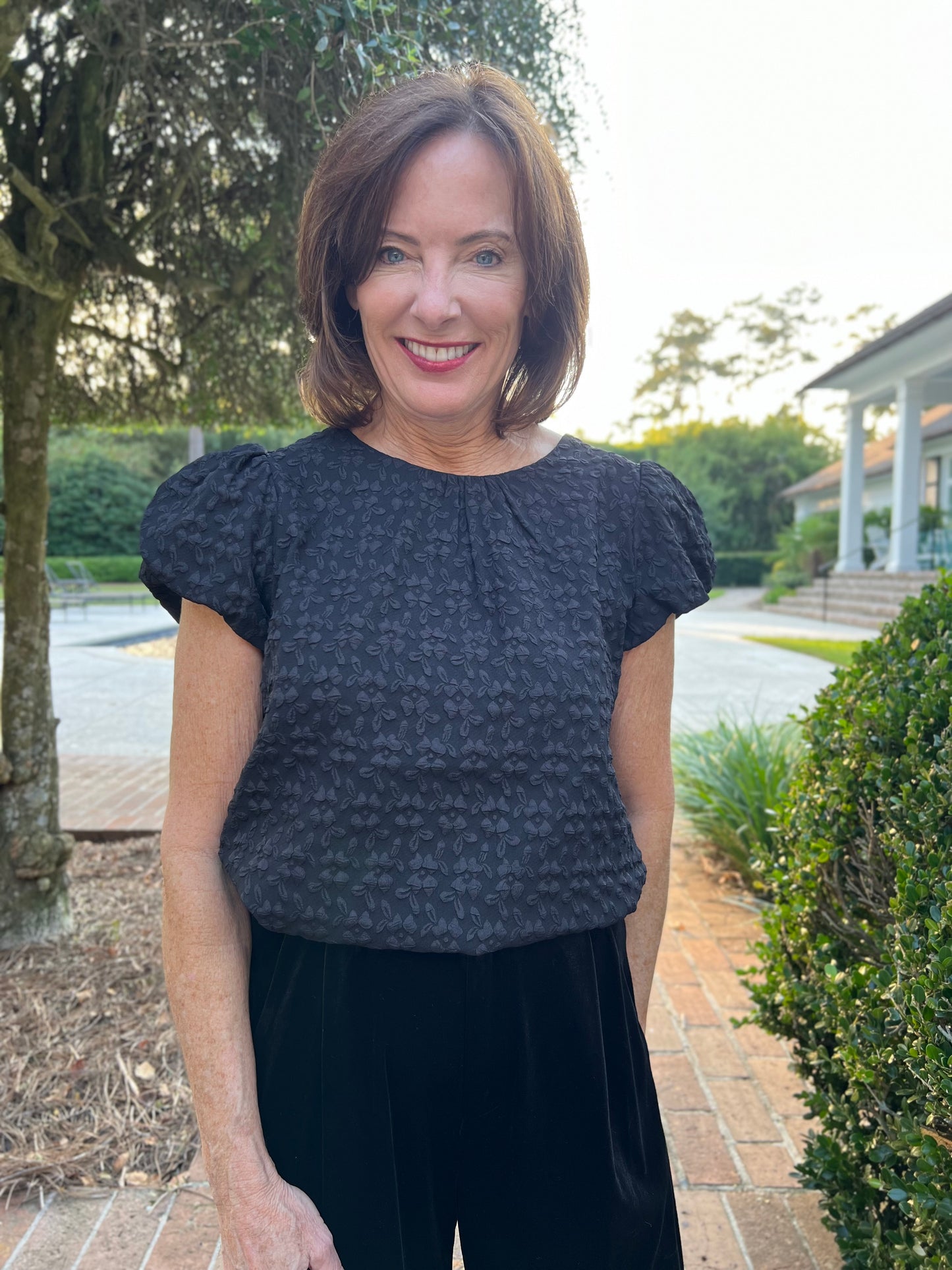 One & Only Black Velvet Bow Top