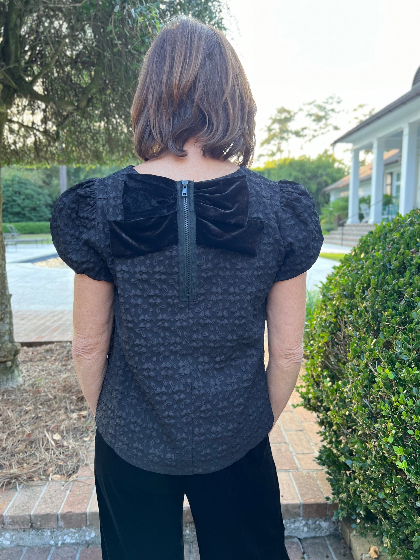 One & Only Black Velvet Bow Top