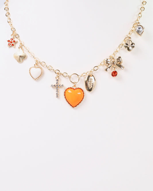 Bentley Charm Necklace ORANGE WHITE