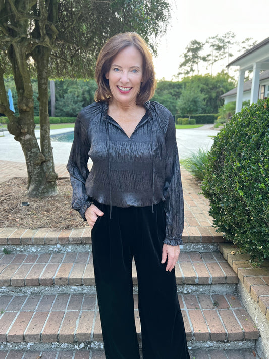 Cocktail Hour Gunmetal Blouse