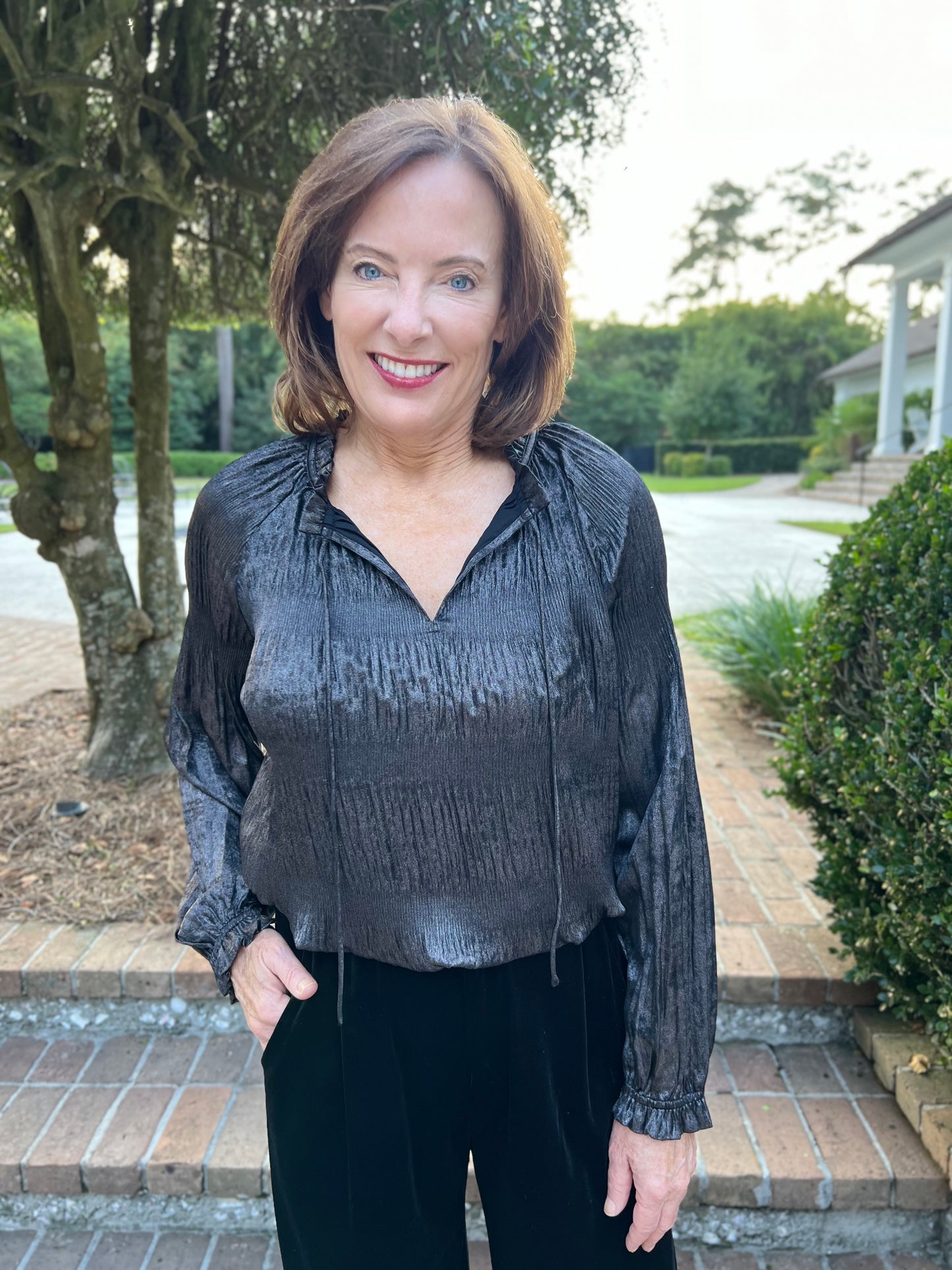 Cocktail Hour Gunmetal Blouse