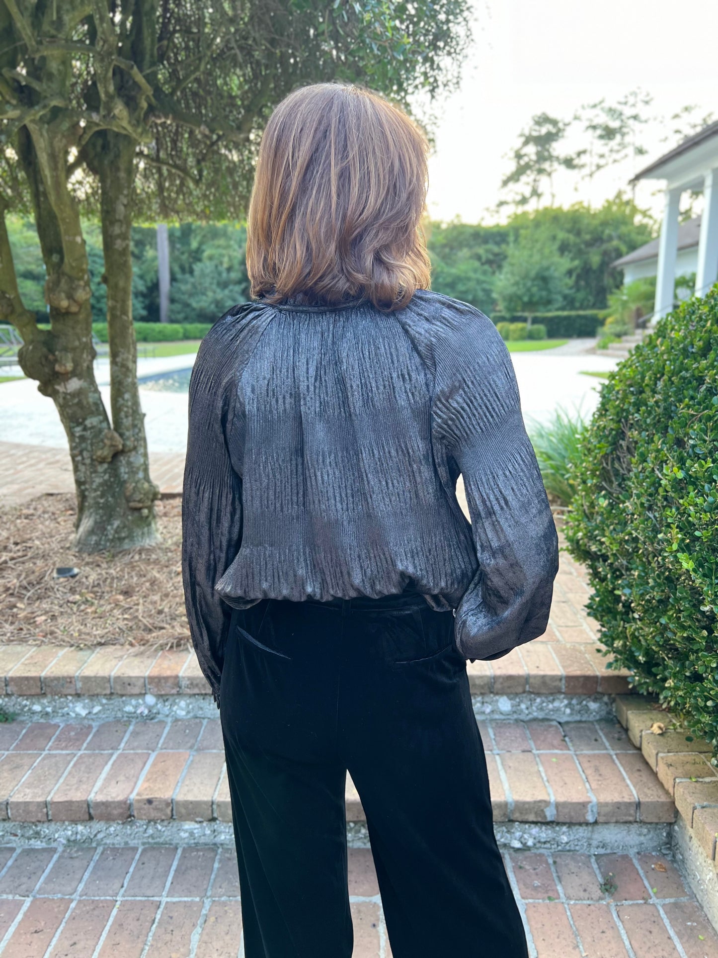 Cocktail Hour Gunmetal Blouse