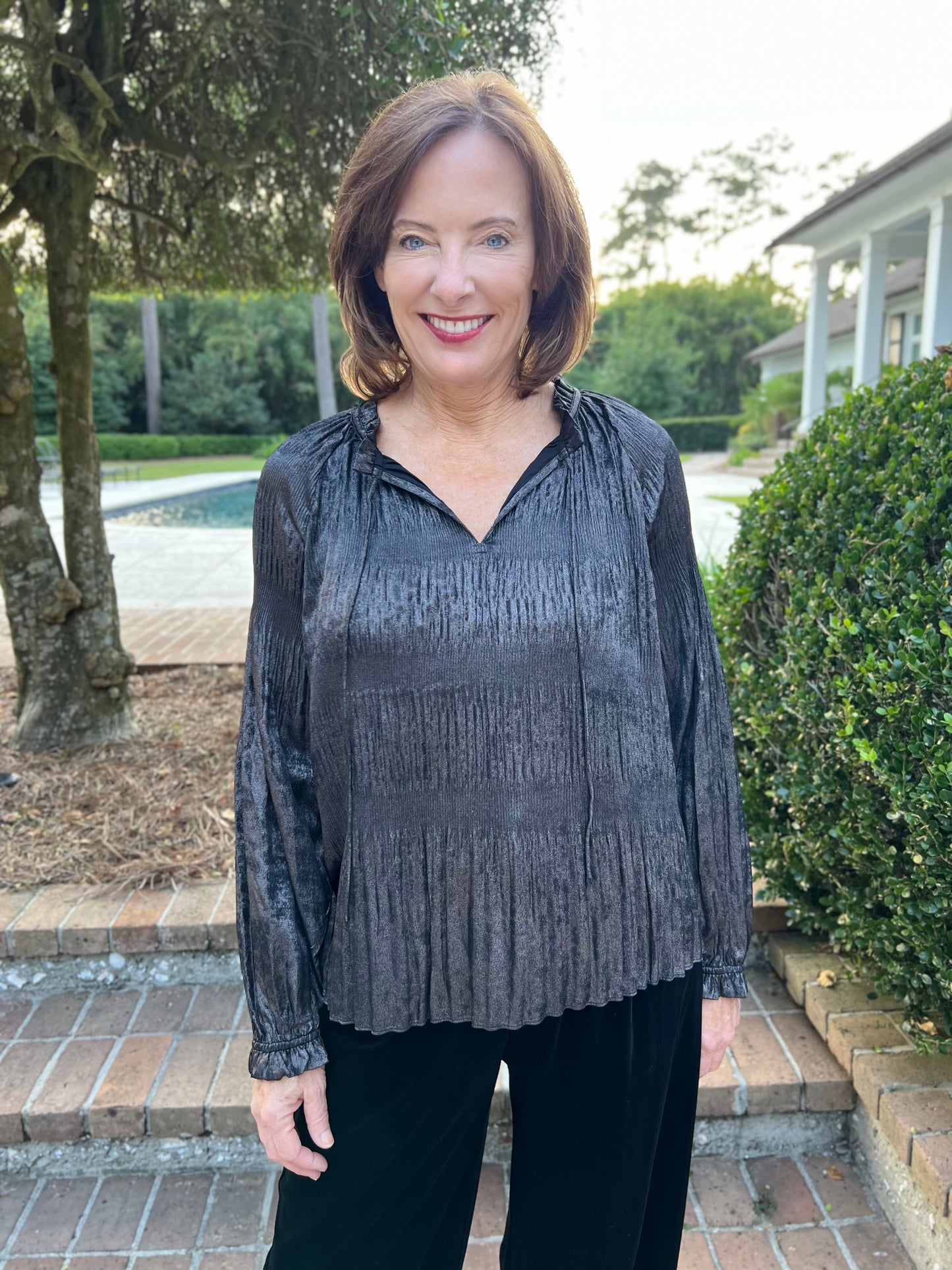 Cocktail Hour Gunmetal Blouse