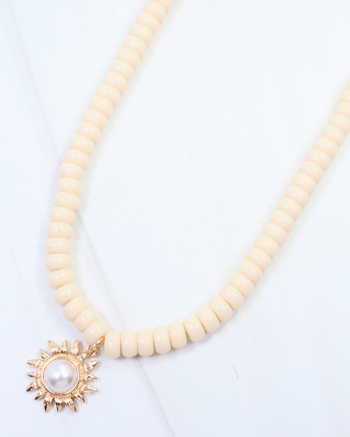 Abbigail Beaded Flower Necklace Ivory