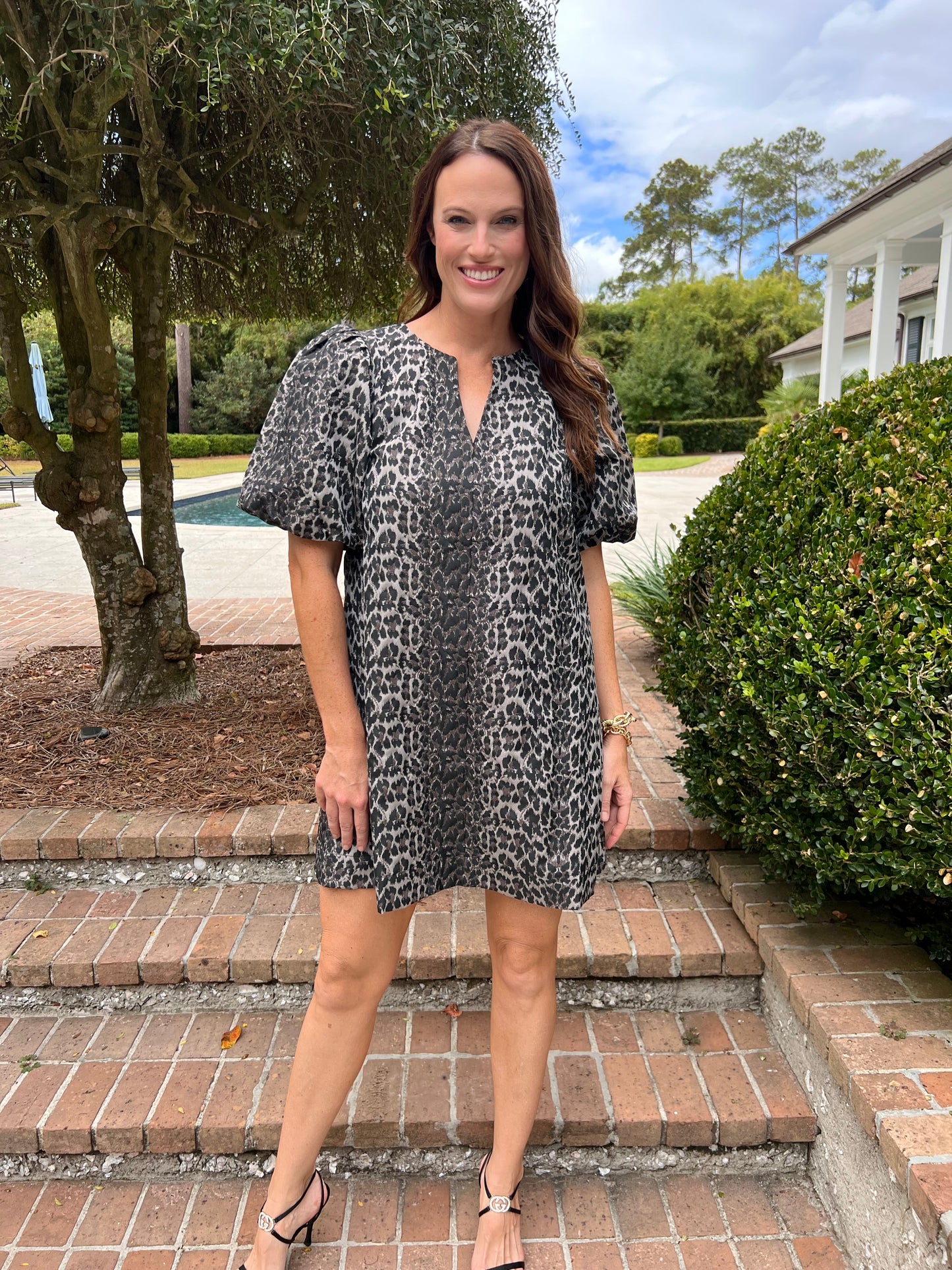 Uncaptured Grey Cheetah Print Mini Dress