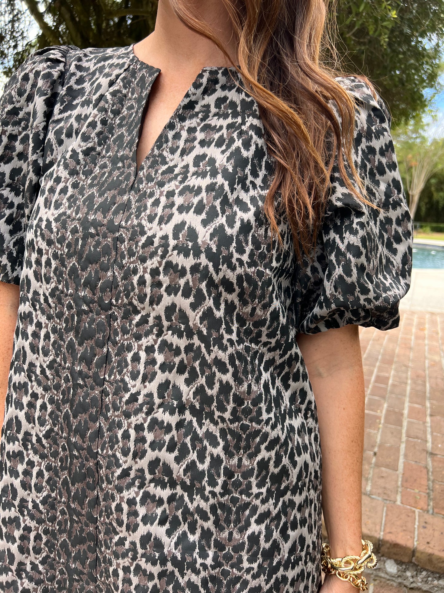 Uncaptured Grey Cheetah Print Mini Dress