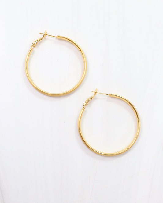 London Large Hoop Worn Gold