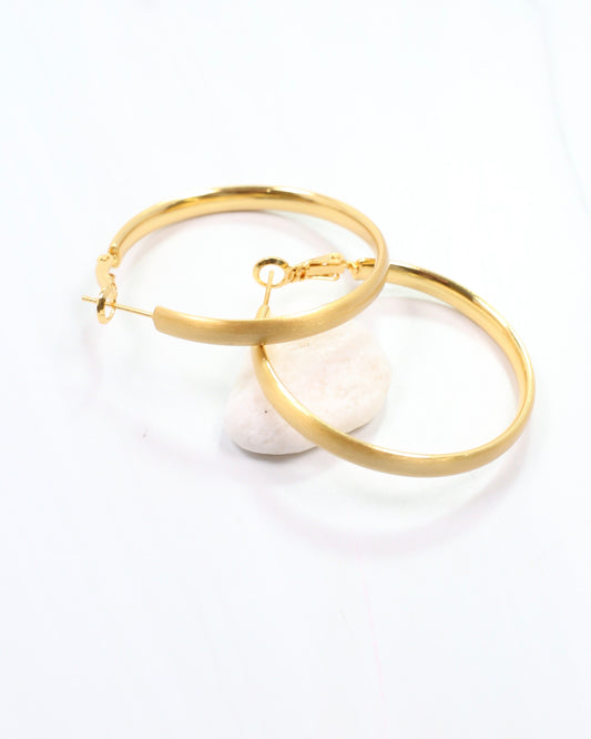 London Large Hoop Worn Gold