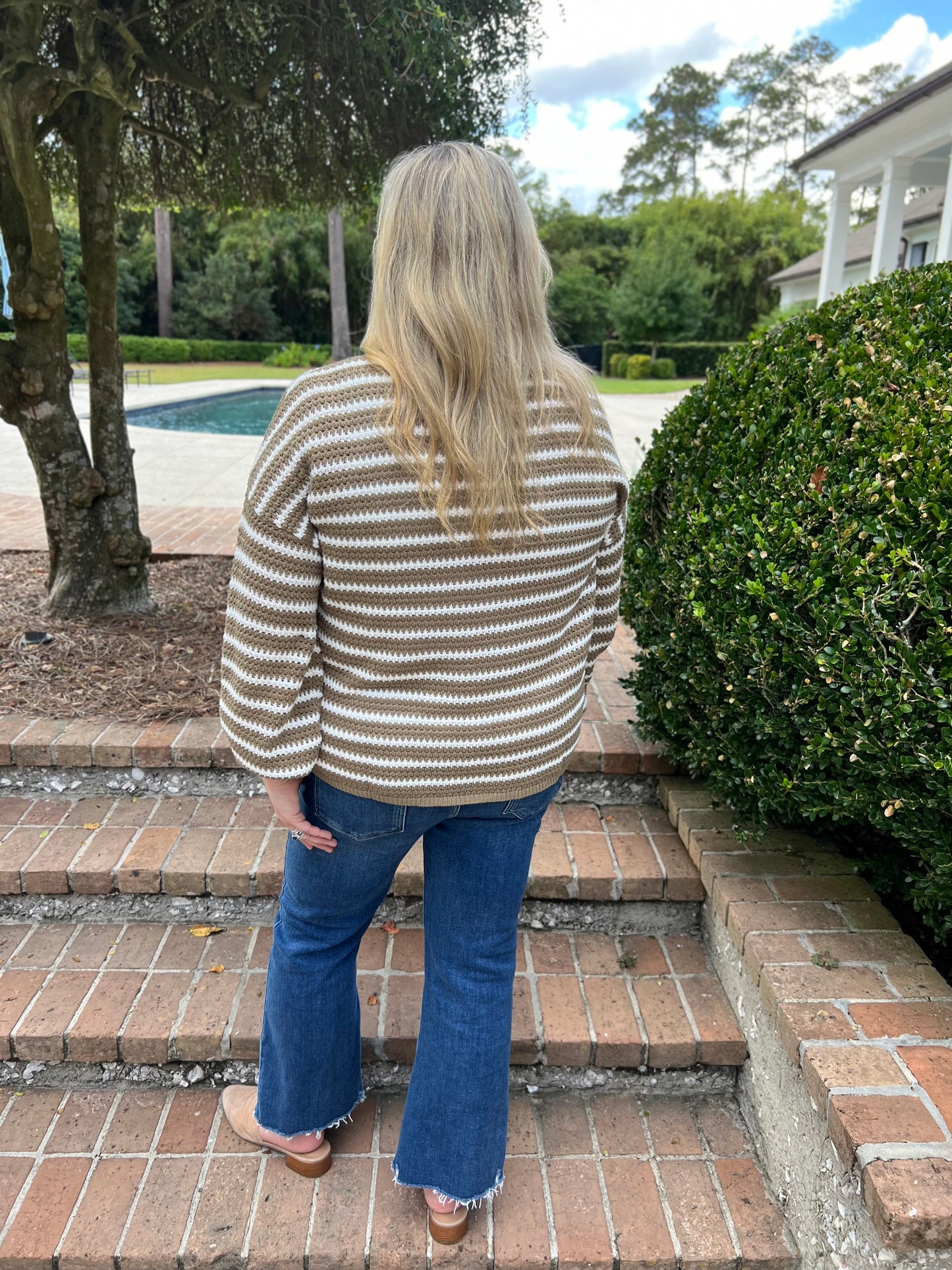 Chaya Olive Striped Knit Sweater