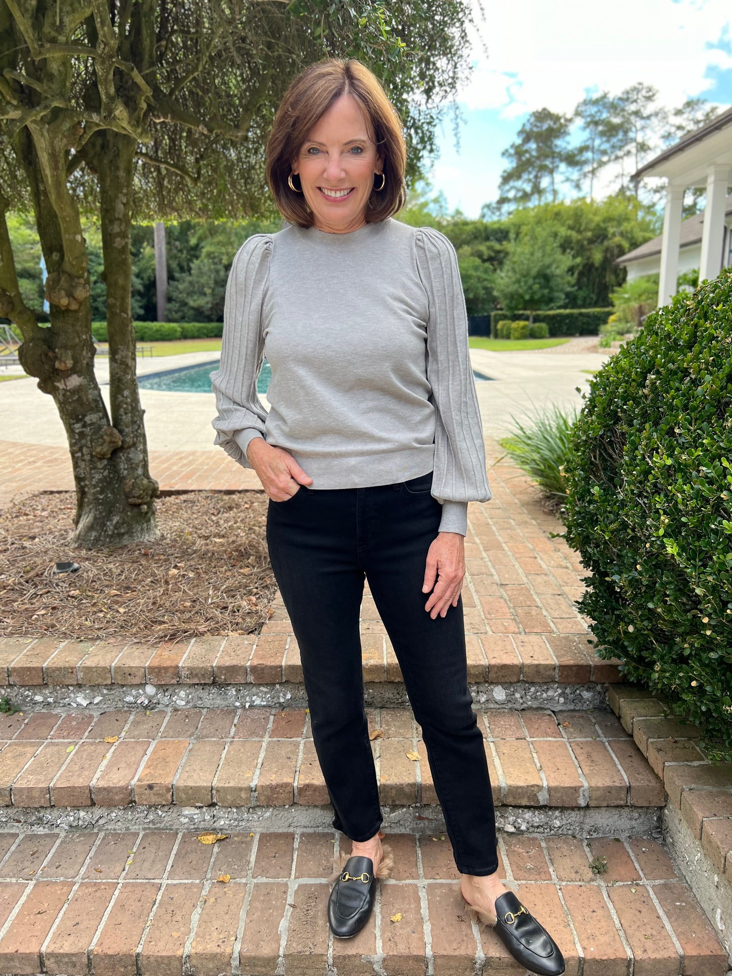 Graceful Touch Grey Basic Sweater