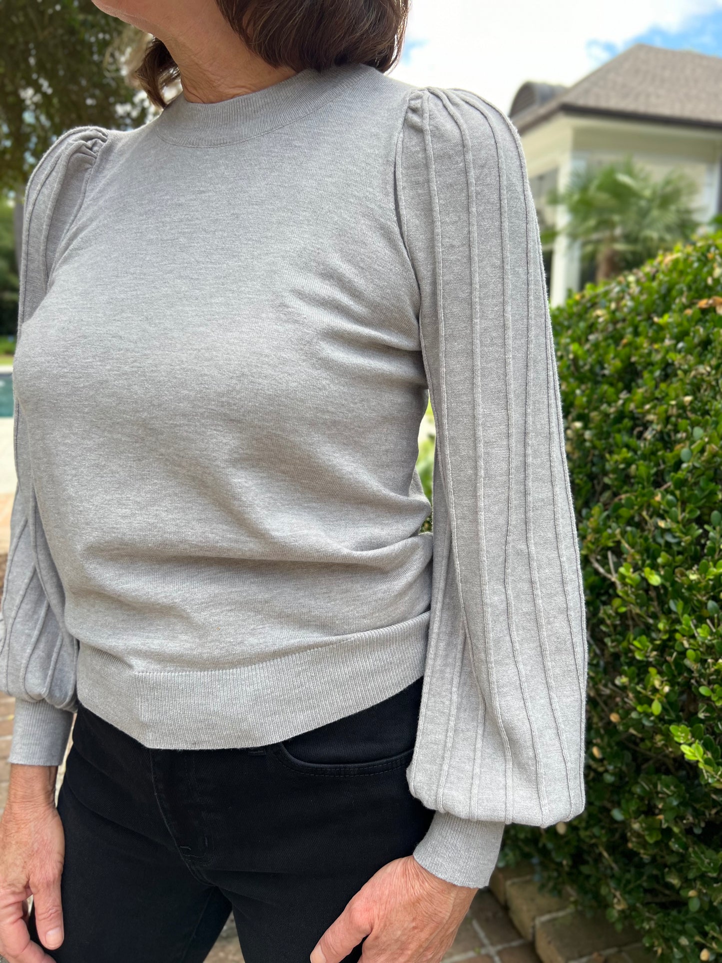 Graceful Touch Grey Basic Sweater